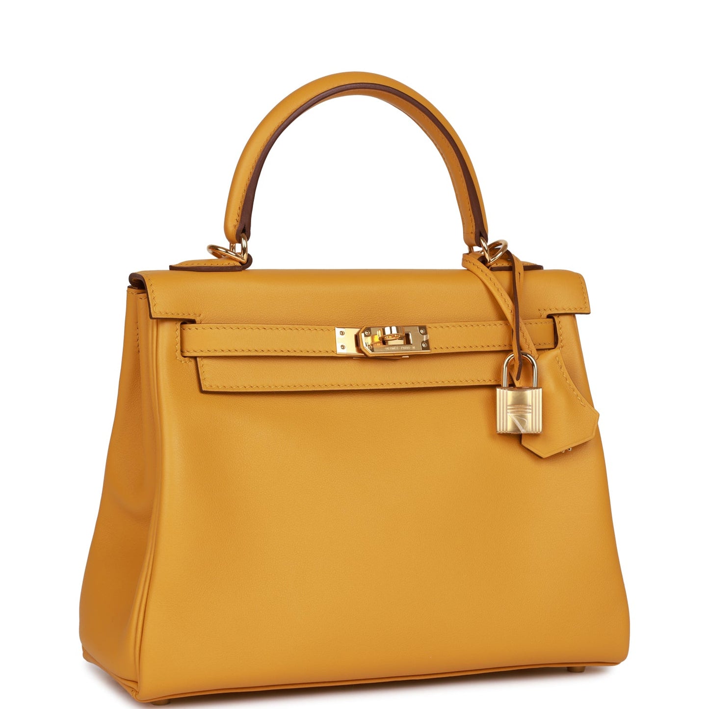Hermes Kelly 25 Retourne Jaune Ambre Swift Gold Hardware