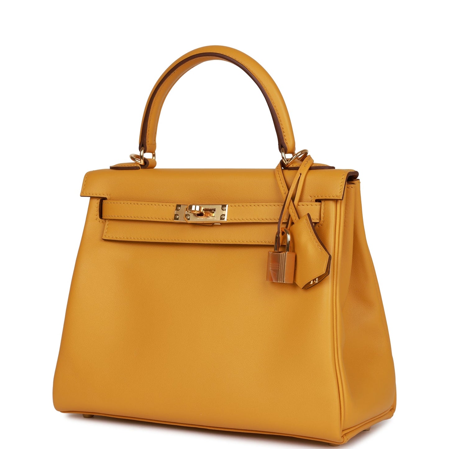Hermes Kelly 25 Retourne Jaune Ambre Swift Gold Hardware