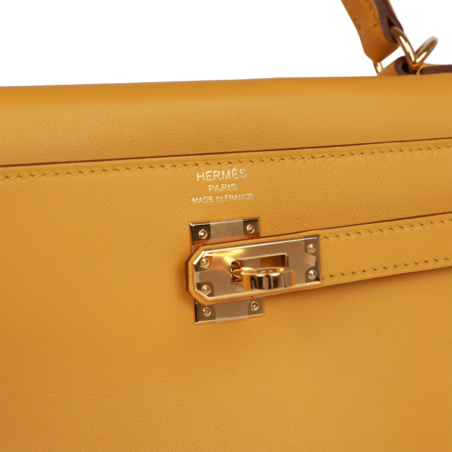 Hermes Kelly 25 Retourne Jaune Ambre Swift Gold Hardware