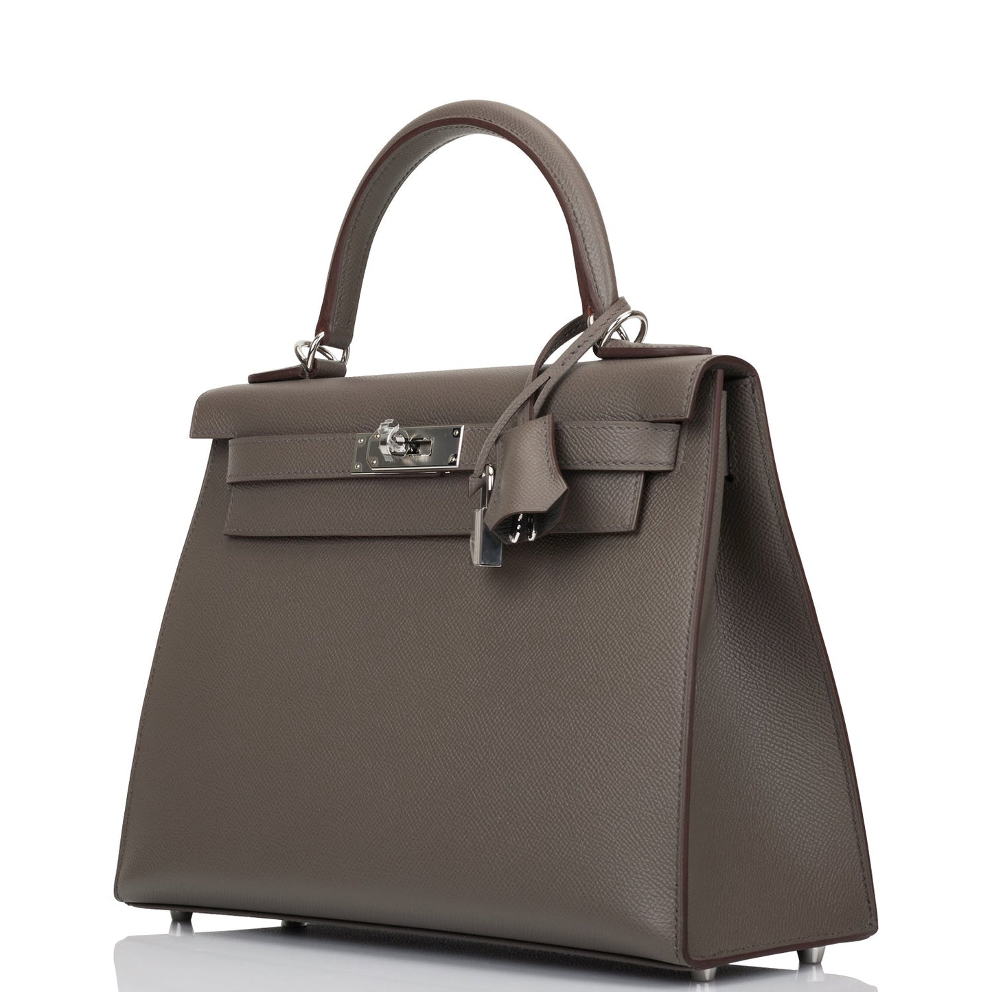 Hermes Kelly 28 Sellier Etain Epsom Palladium Hardware