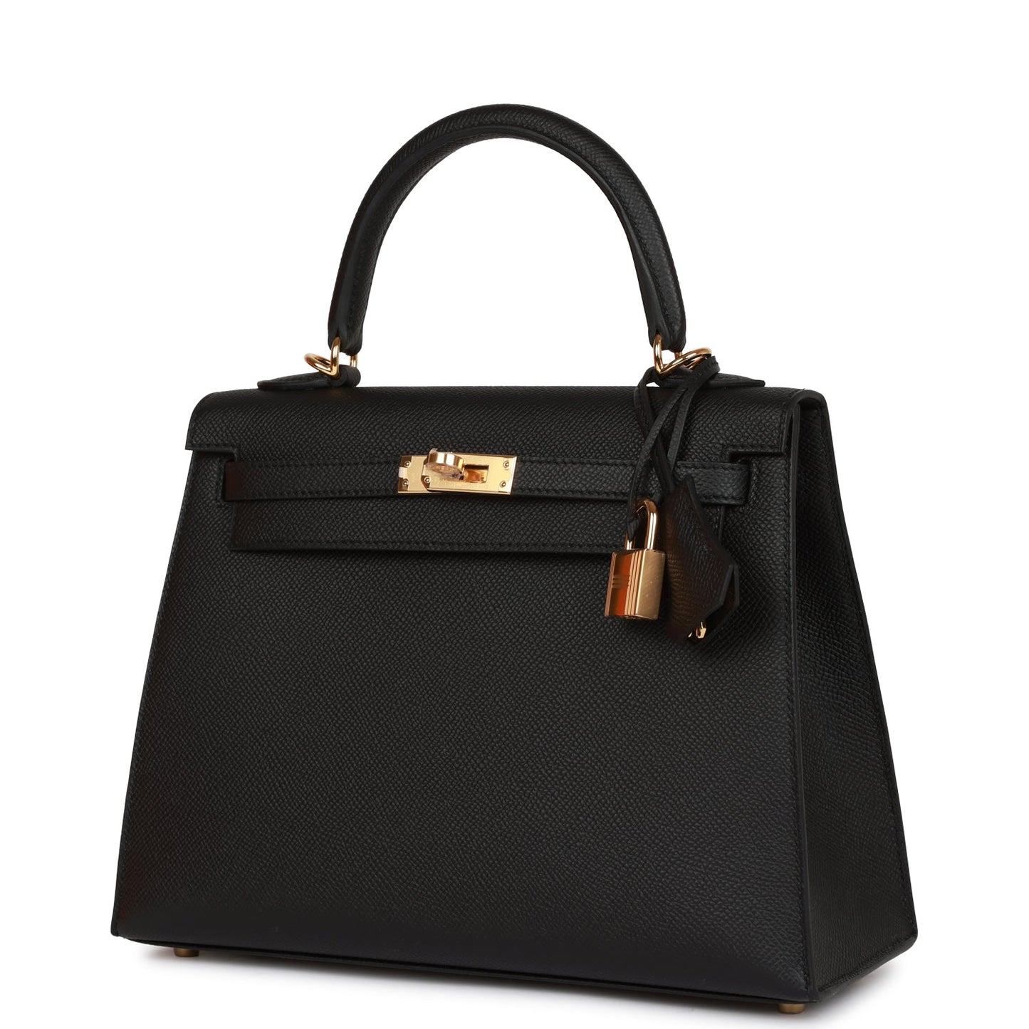Hermes Kelly 25 Sellier Black Epsom Gold Hardware