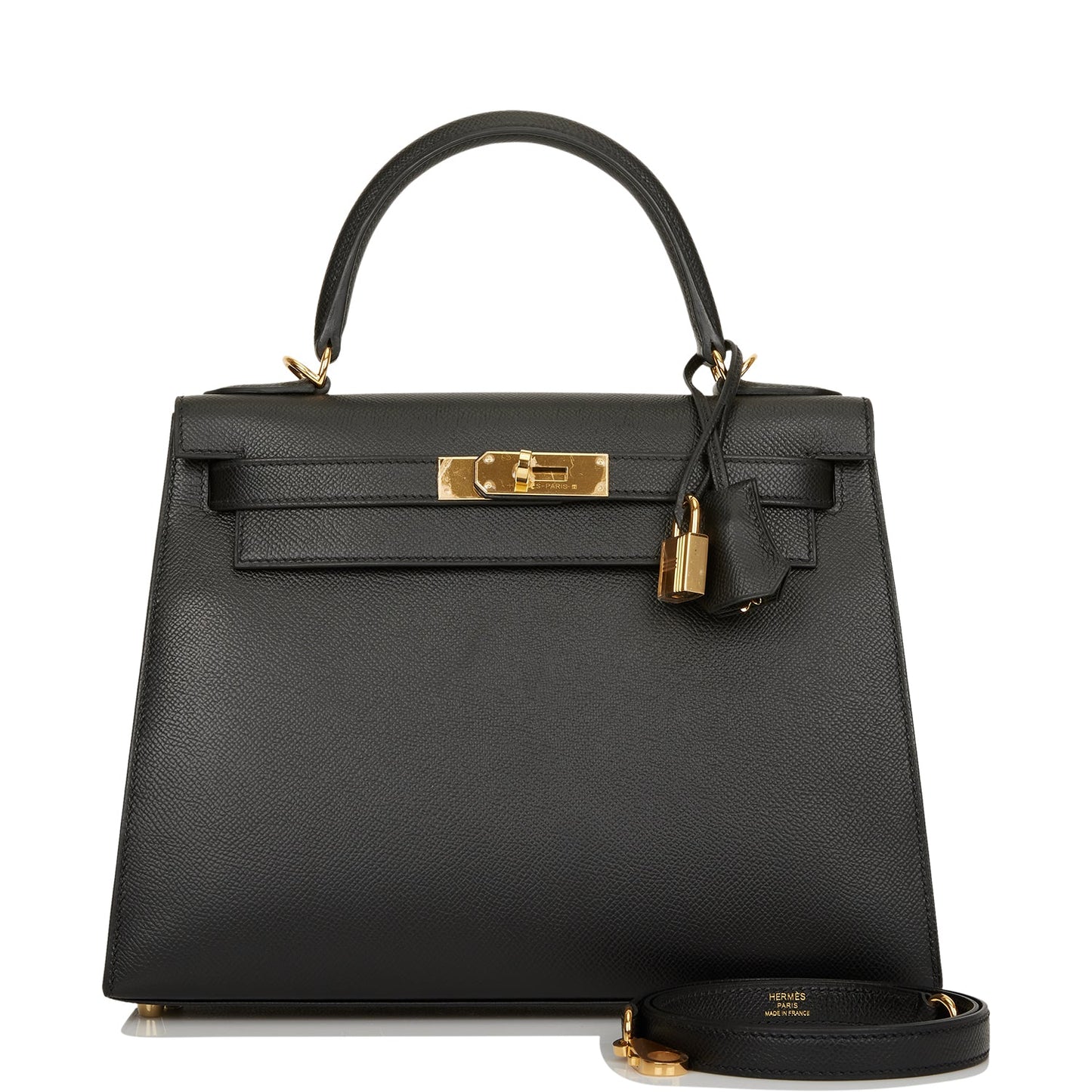 Hermes Kelly 28 Sellier Black Epsom Gold Hardware