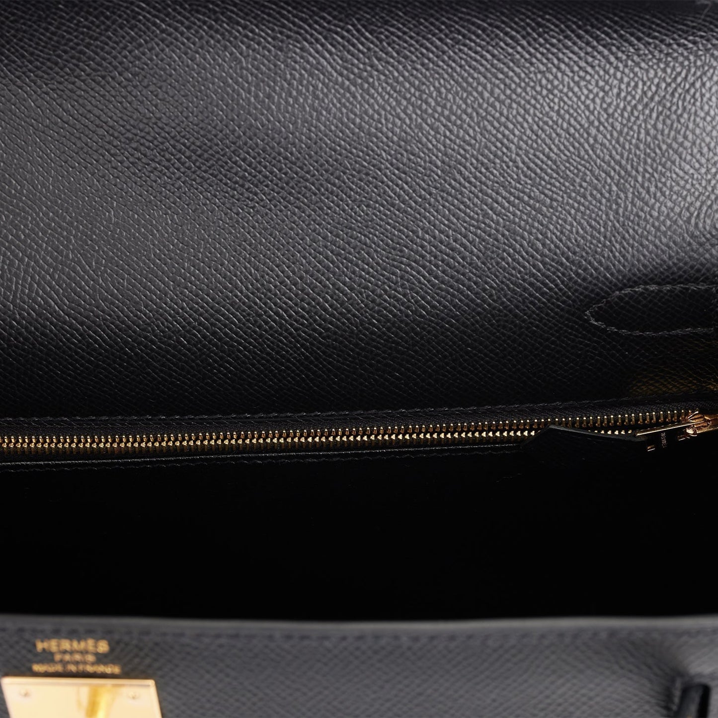 Hermes Kelly 28 Sellier Black Epsom Gold Hardware