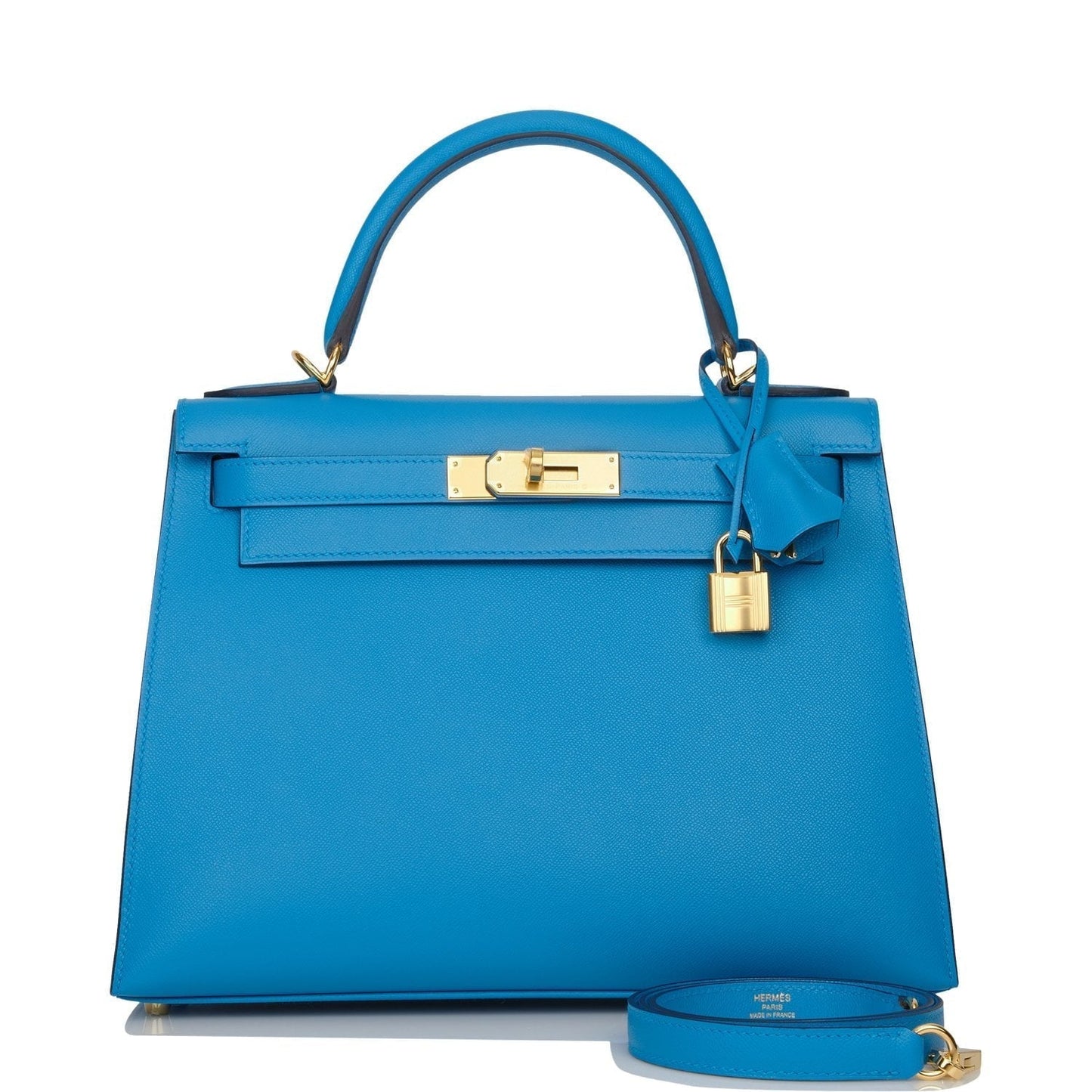 Hermes Kelly 28 Sellier Bleu Frida Epsom Gold Hardware