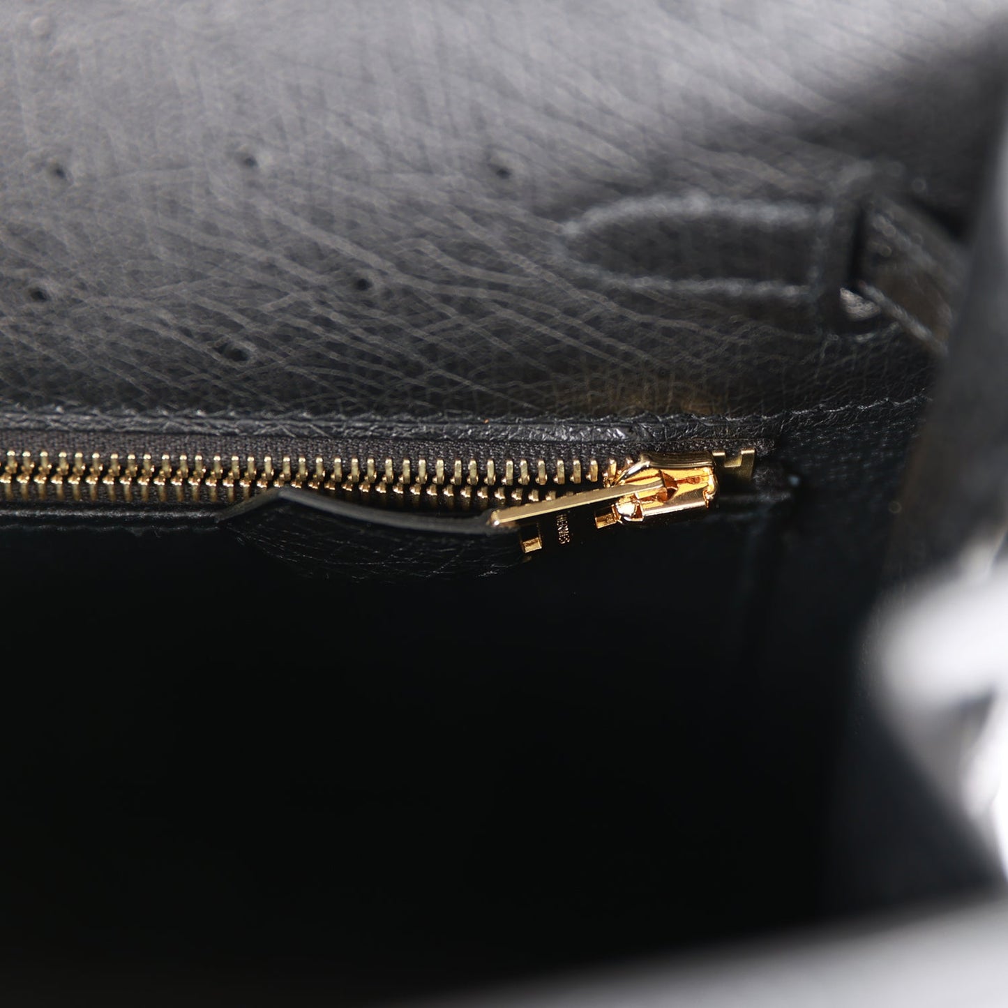 Hermes Kelly 25 Sellier Black Ostrich Gold Hardware