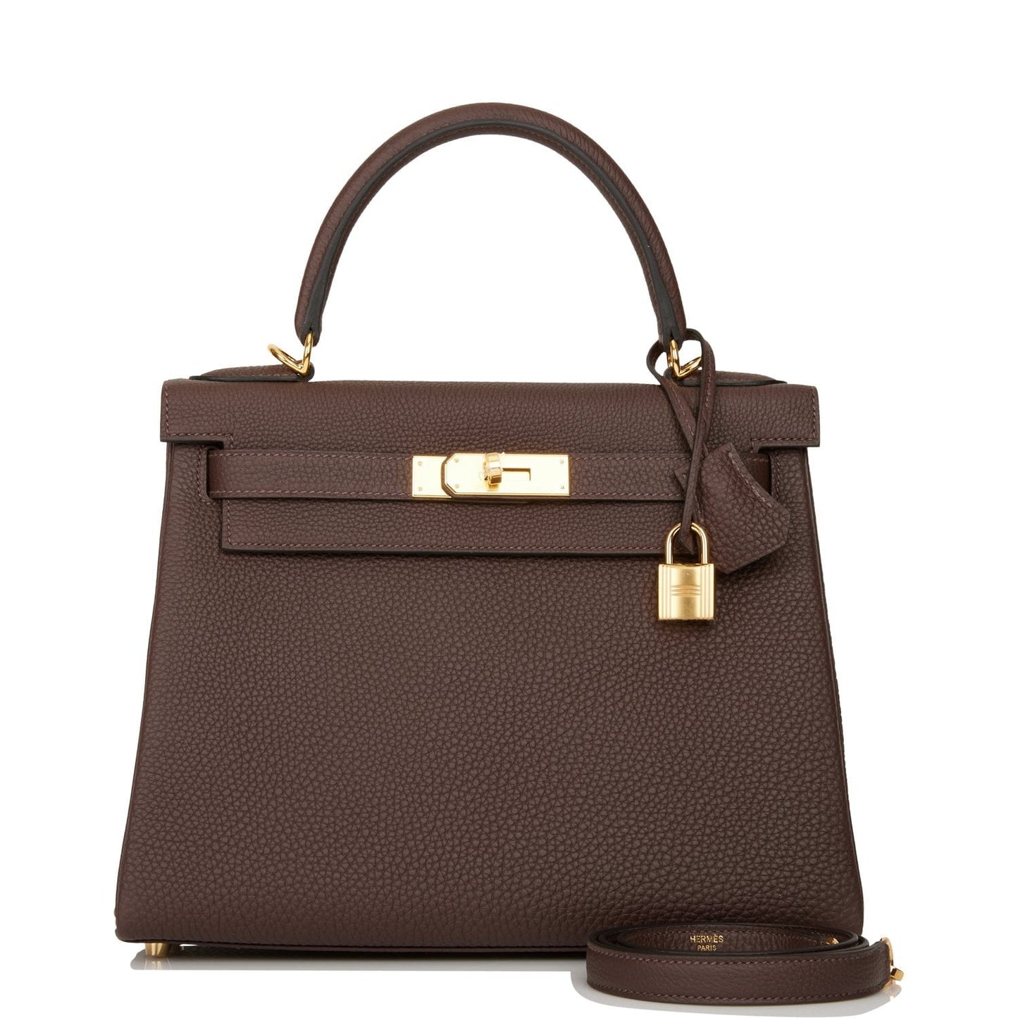Hermes Kelly 28 Retourne Chocolate Togo Gold Hardware