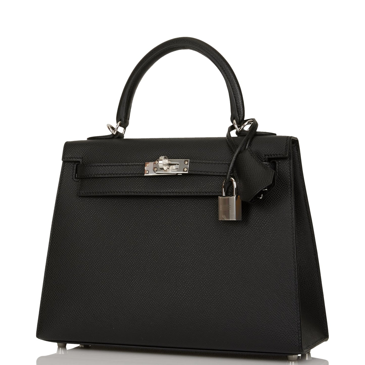 Hermes Kelly 25 Sellier Black Epsom Palladium Hardware