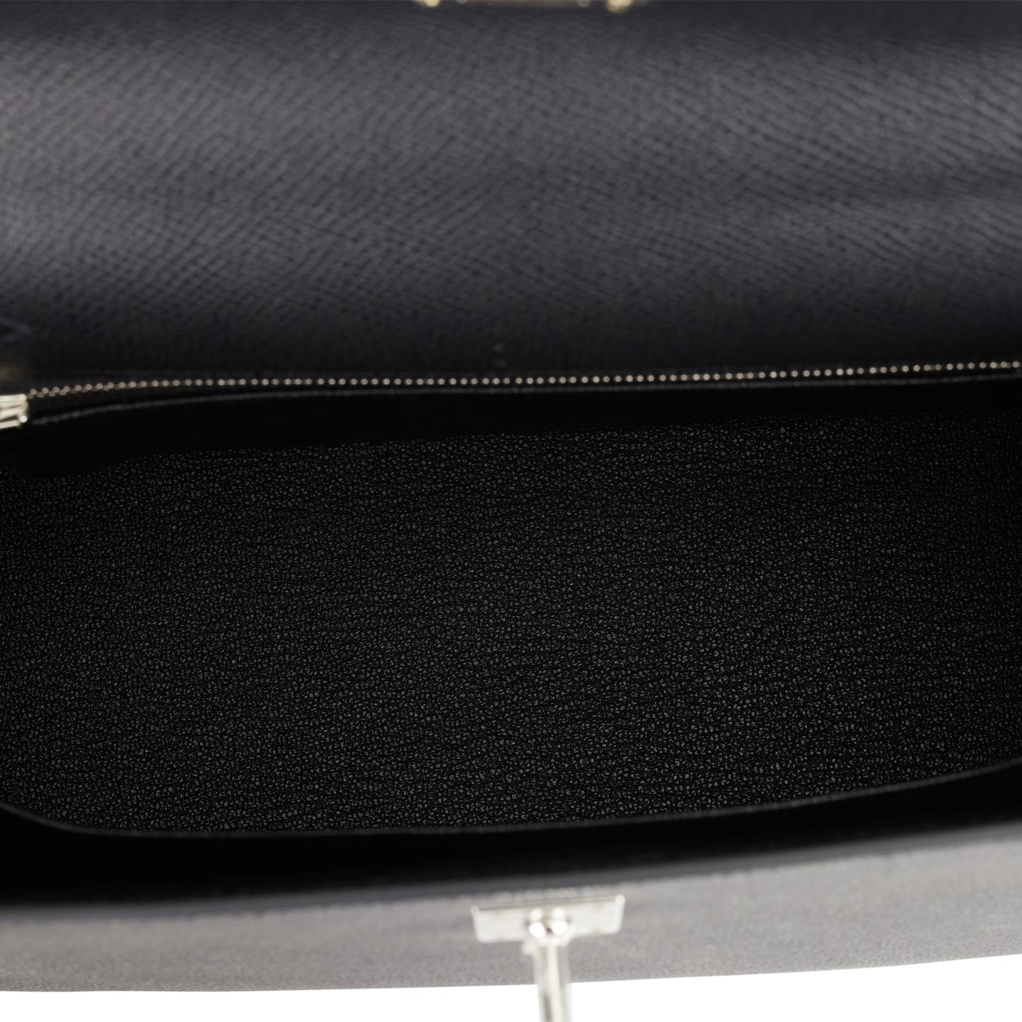 Hermes Kelly 25 Sellier Black Epsom Palladium Hardware