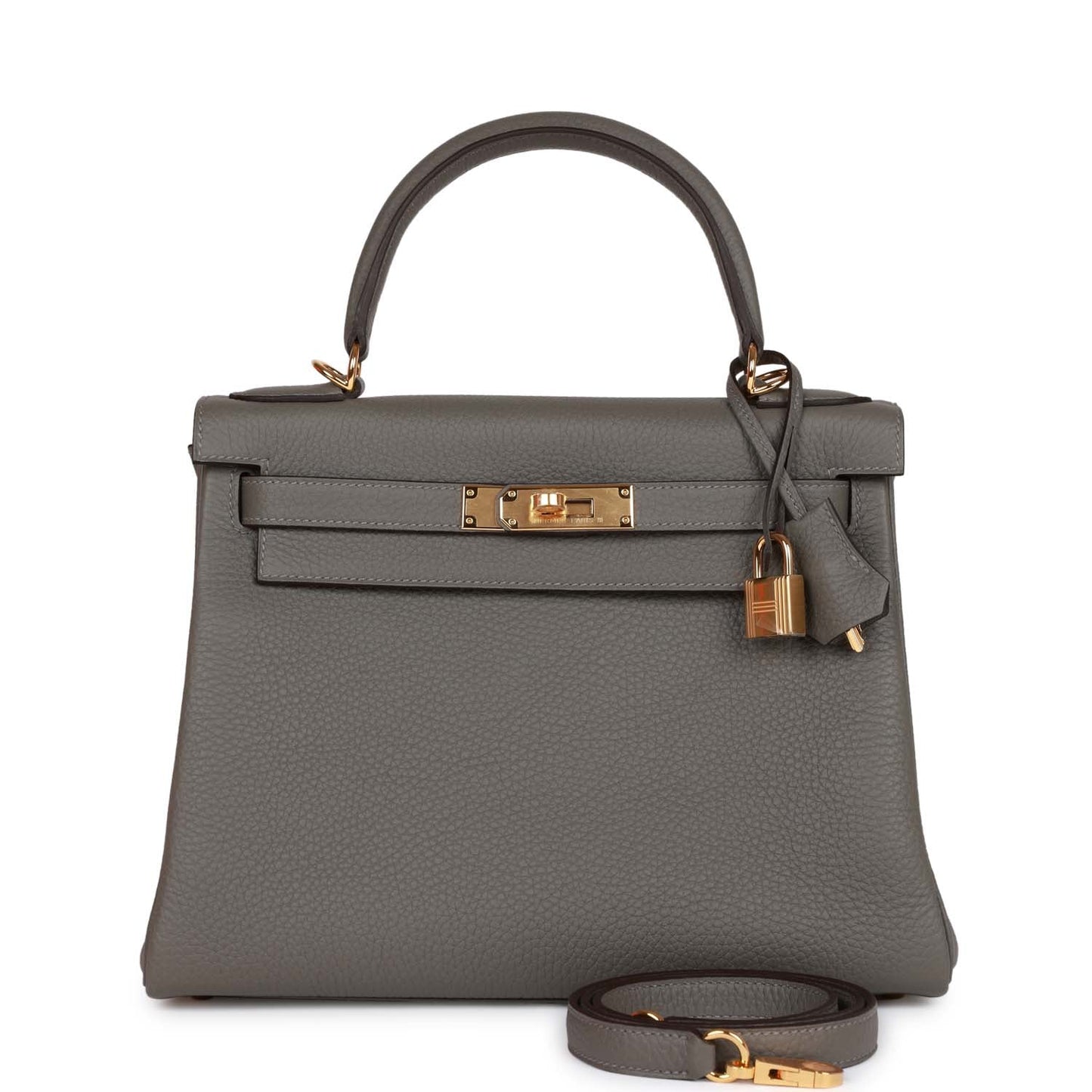 Hermes Kelly 28 Retourne Gris Meyer Clemence Gold Hardware