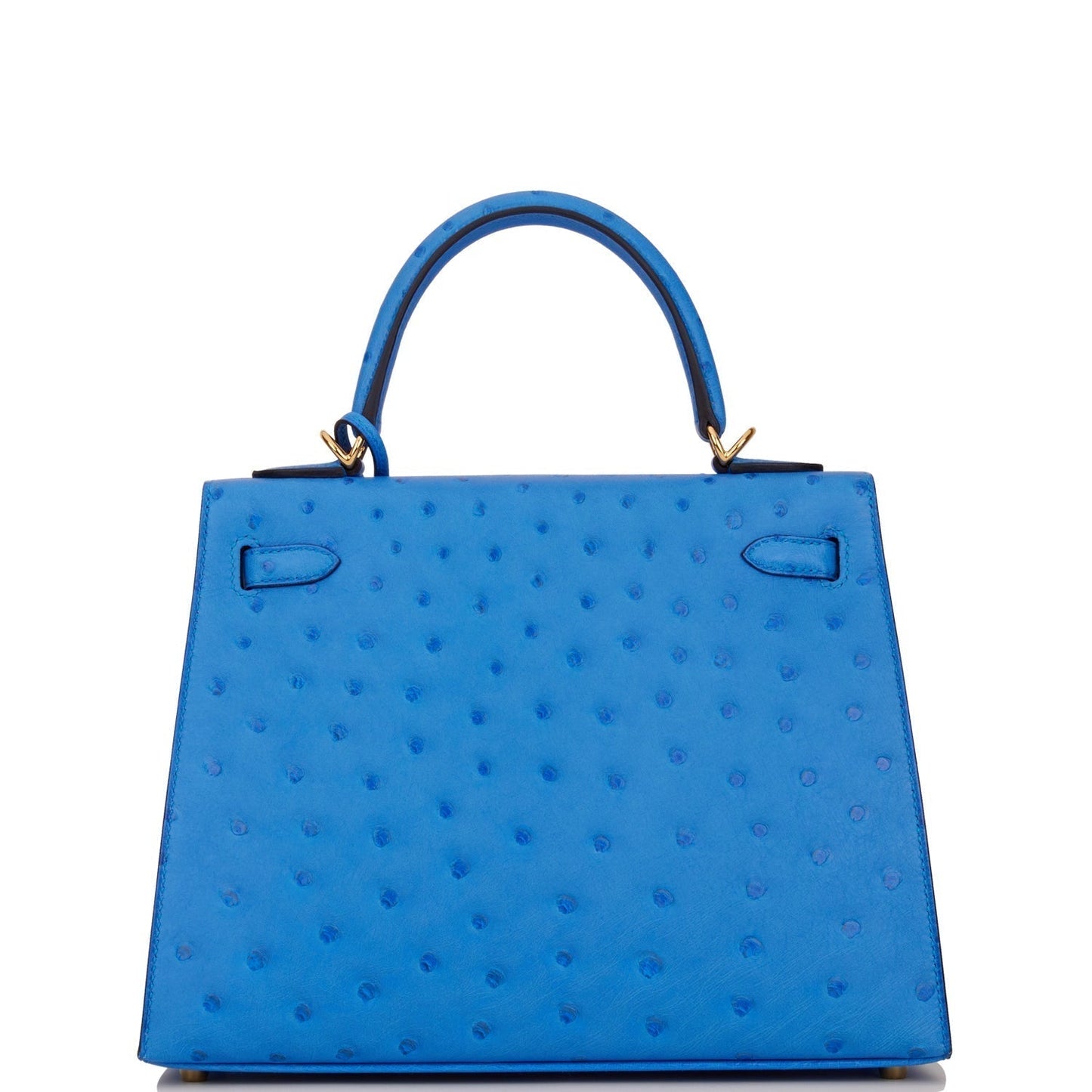 Hermes Kelly 25 Sellier Bleuet Ostrich Gold Hardware