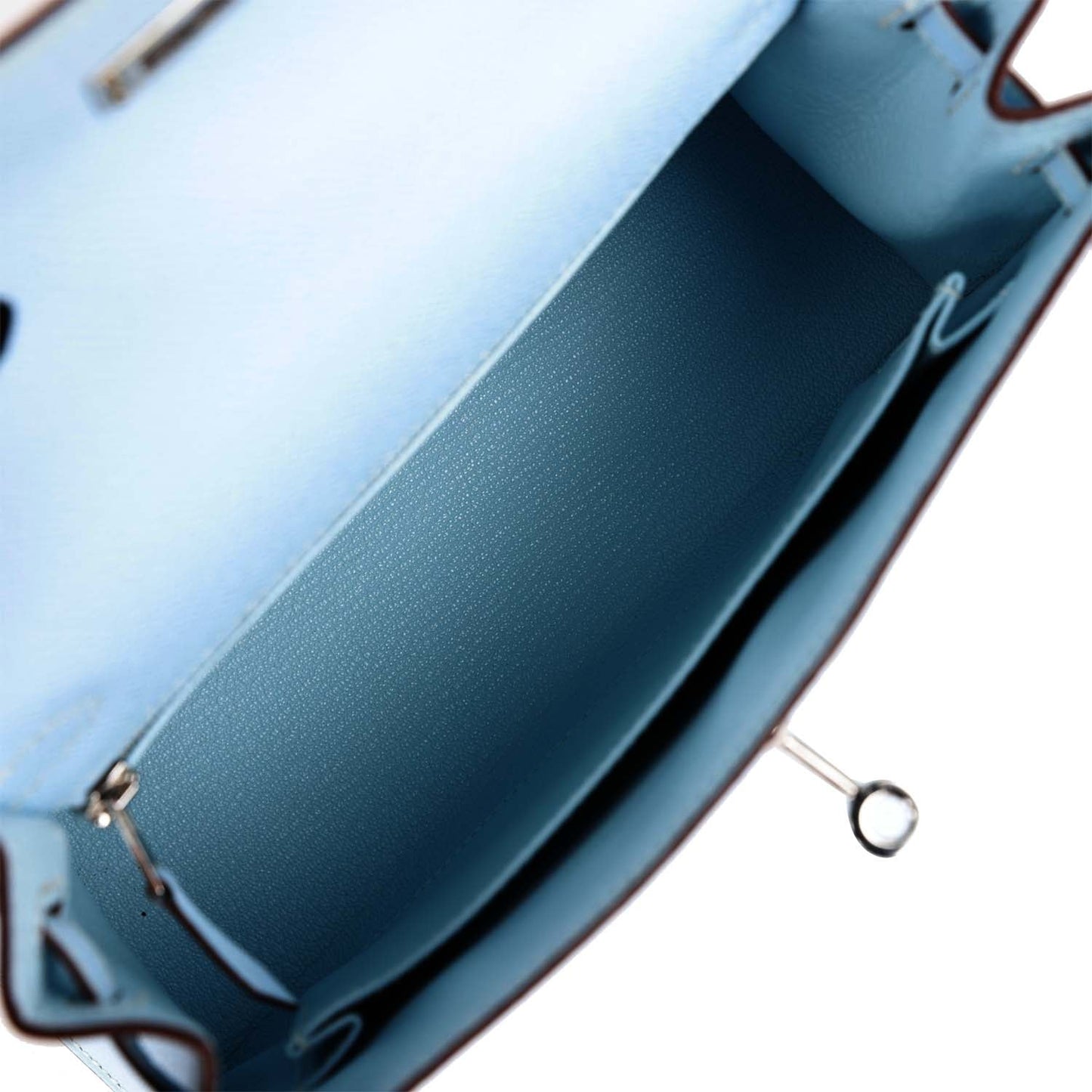 Hermes Kelly 25 Sellier Bleu Brume Epsom Palladium Hardware