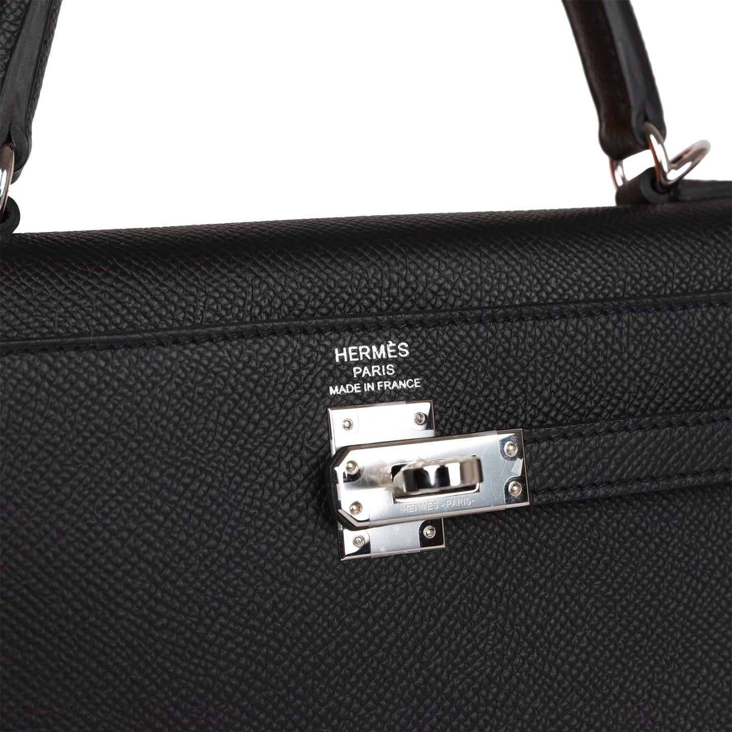 Hermes Kelly 25 Sellier Black Epsom Palladium Hardware
