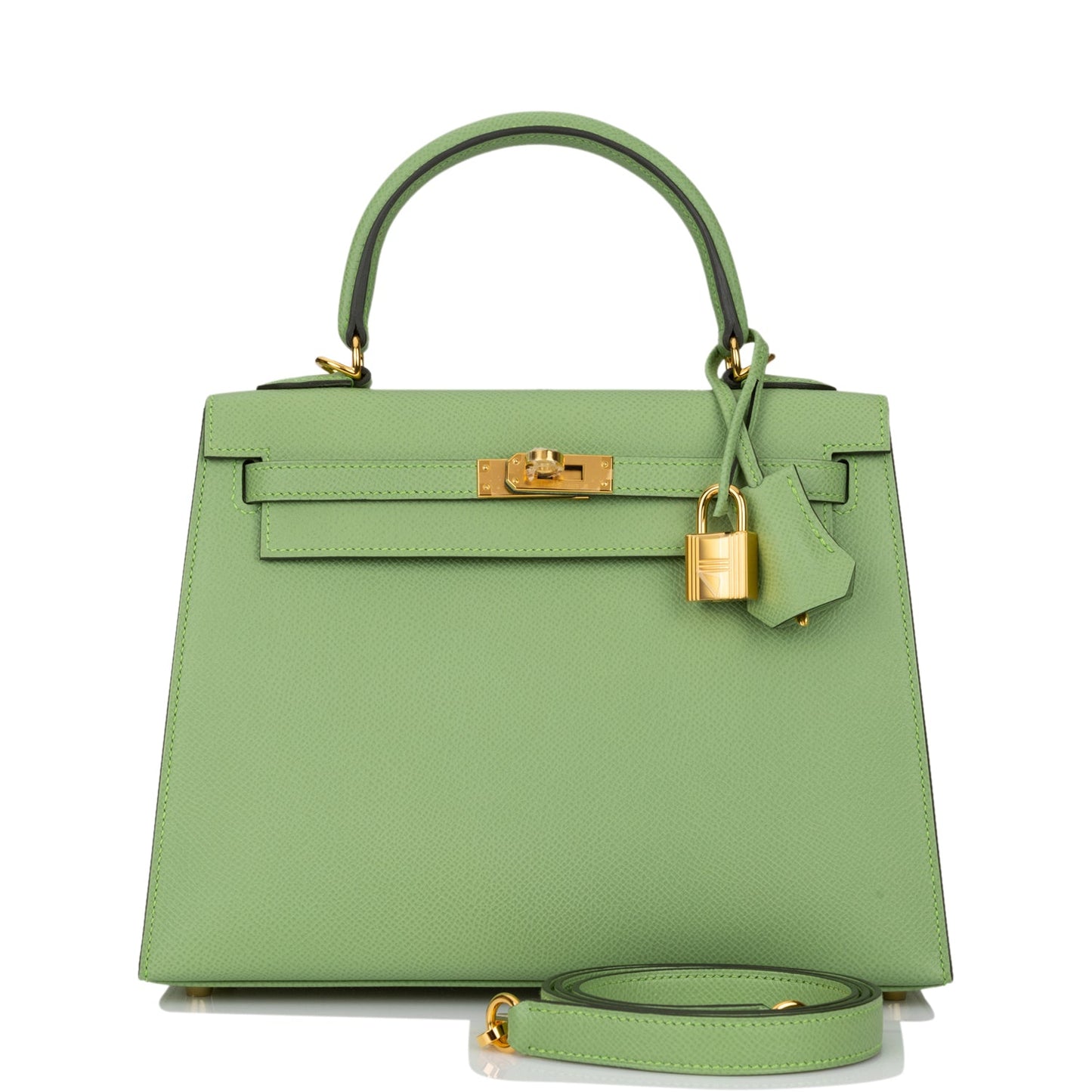 Hermes Kelly 25 Sellier Vert Criquet Epsom Gold Hardware