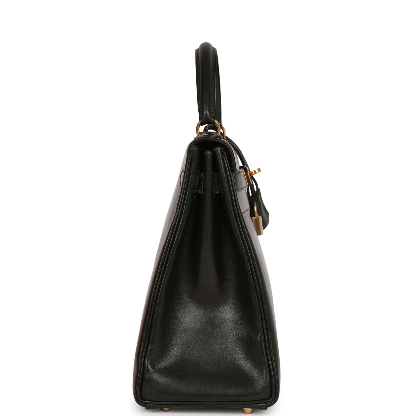 Hermes Kelly 32 Retourne Vert Fonce Box Gold Hardware