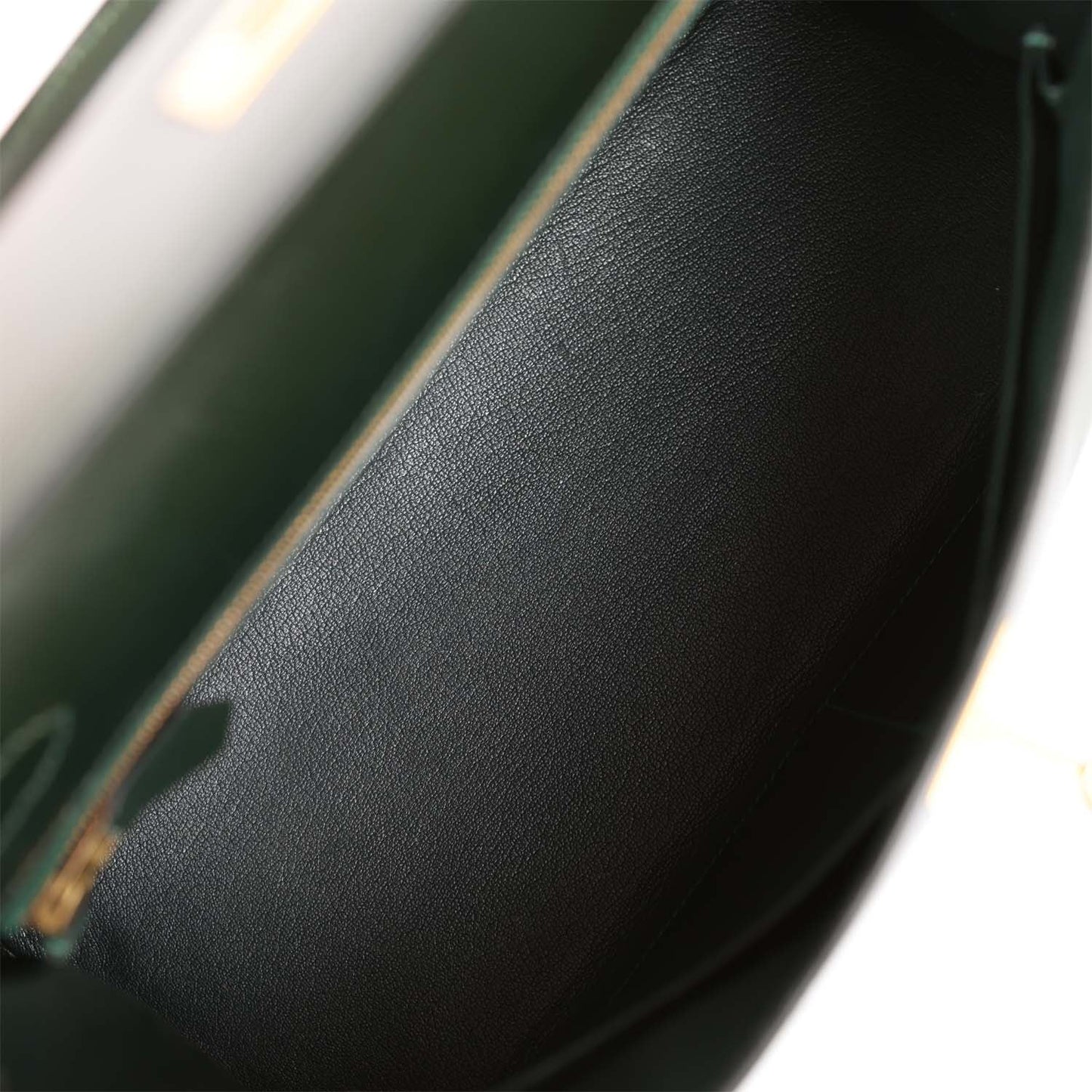 Hermes Kelly 32 Retourne Vert Fonce Box Gold Hardware