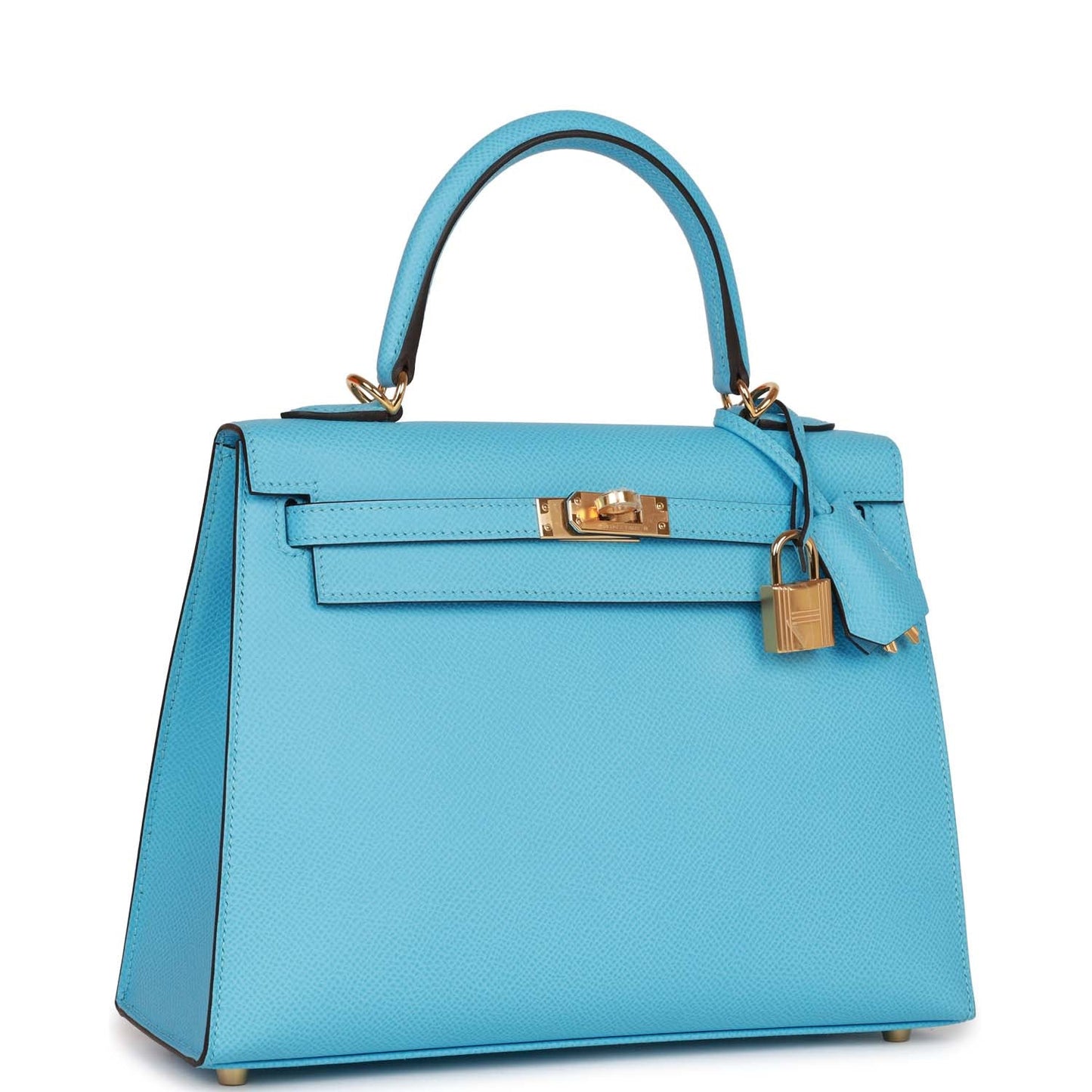 Hermes Kelly 25 Sellier Celeste Epsom Gold Hardware