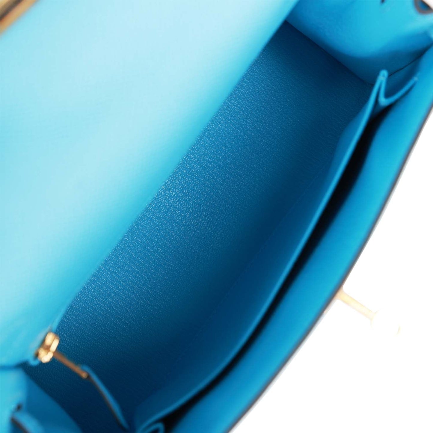 Hermes Kelly 25 Sellier Celeste Epsom Gold Hardware