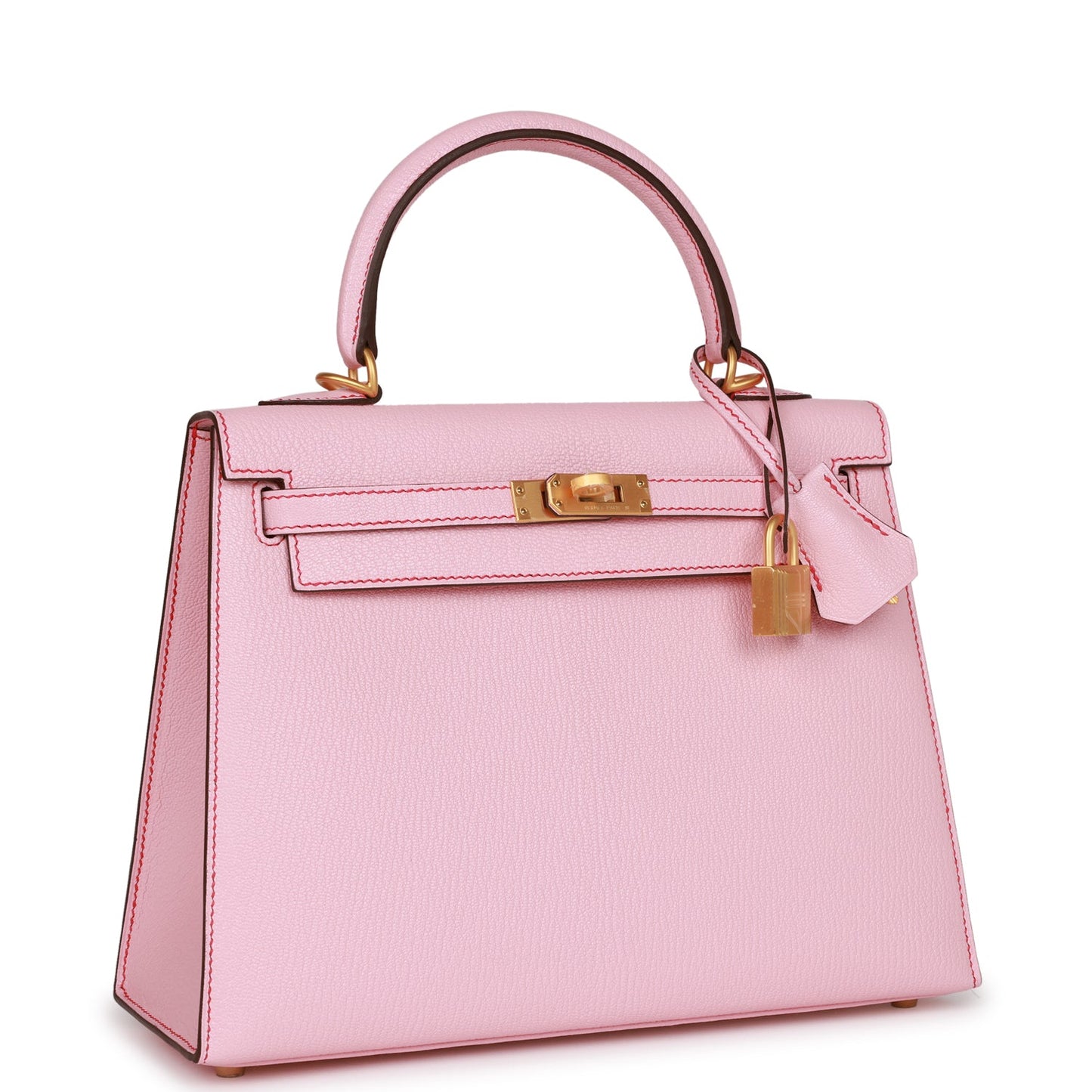 Hermes Kelly 25 Sellier Rose Sakura Chevre Brushed Gold Hardware