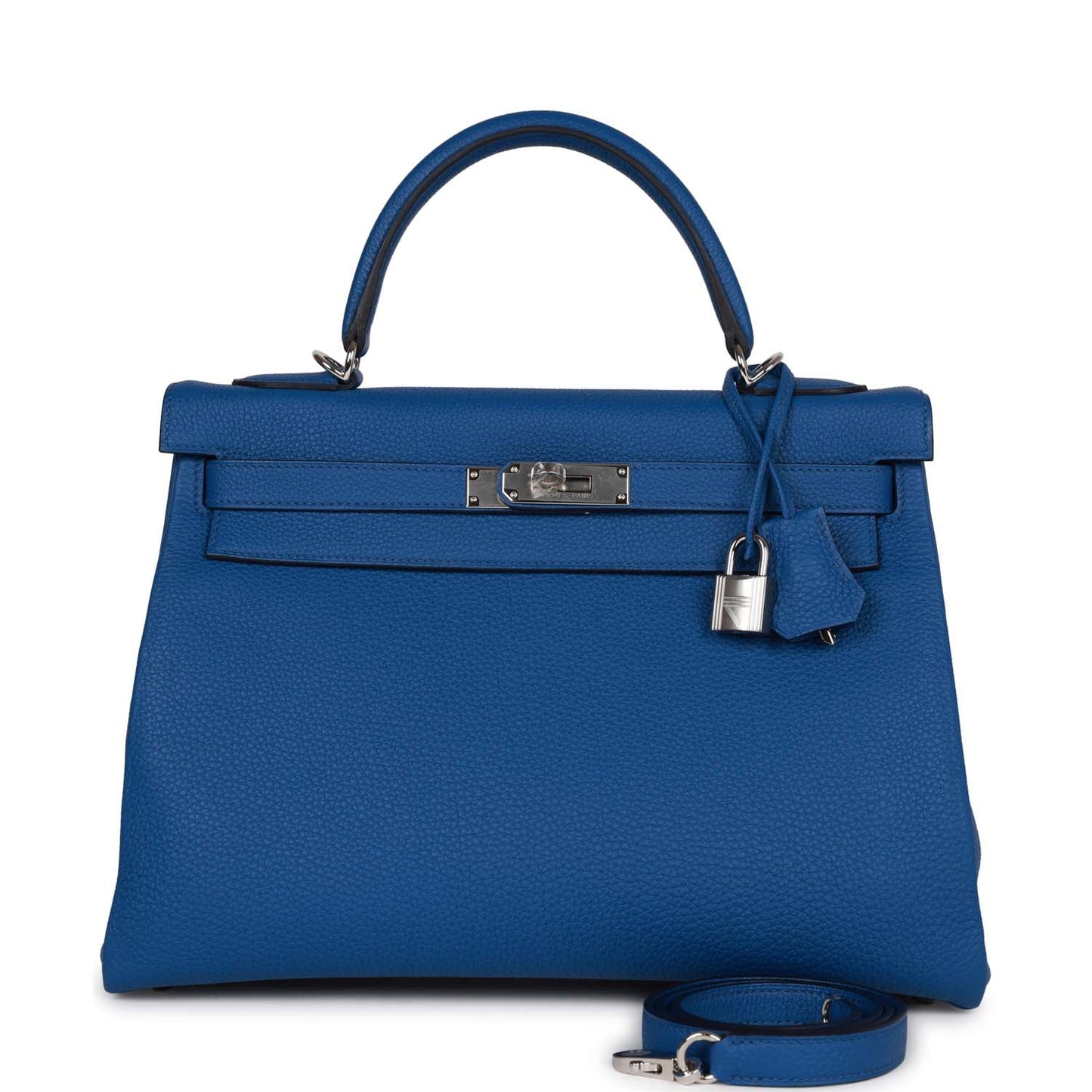 Hermes Kelly 32 Retourne Bleu France Togo Palladium Hardware