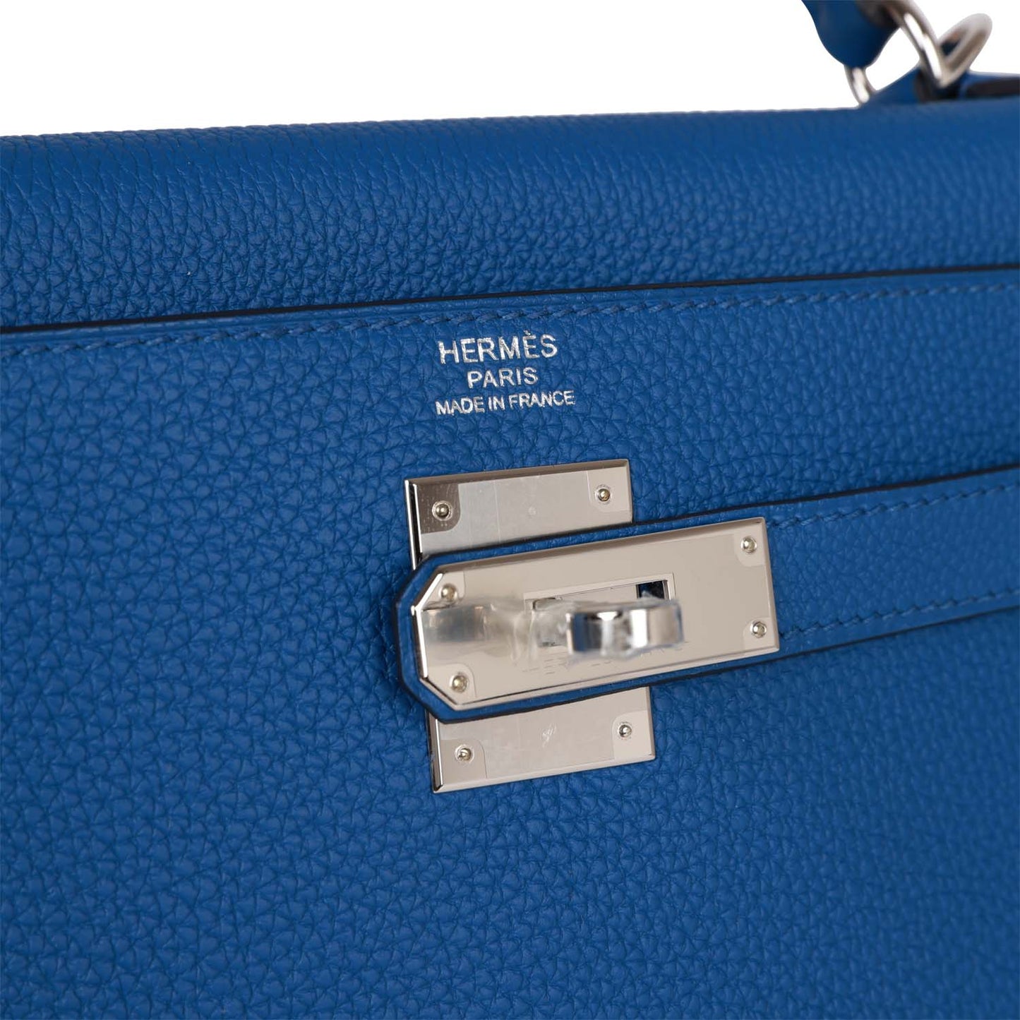 Hermes Kelly 32 Retourne Bleu France Togo Palladium Hardware