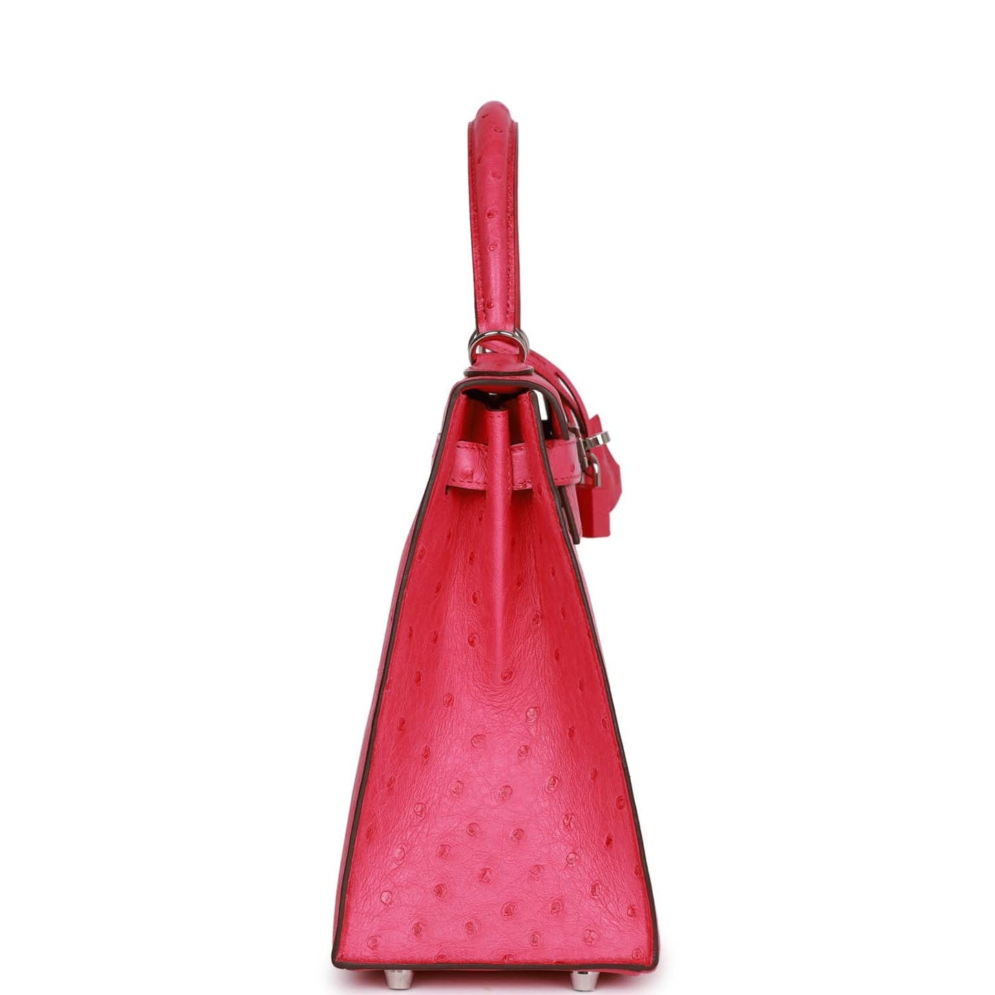 Hermes Kelly 28 Sellier Rose Tyrien Ostrich Palladium Hardware