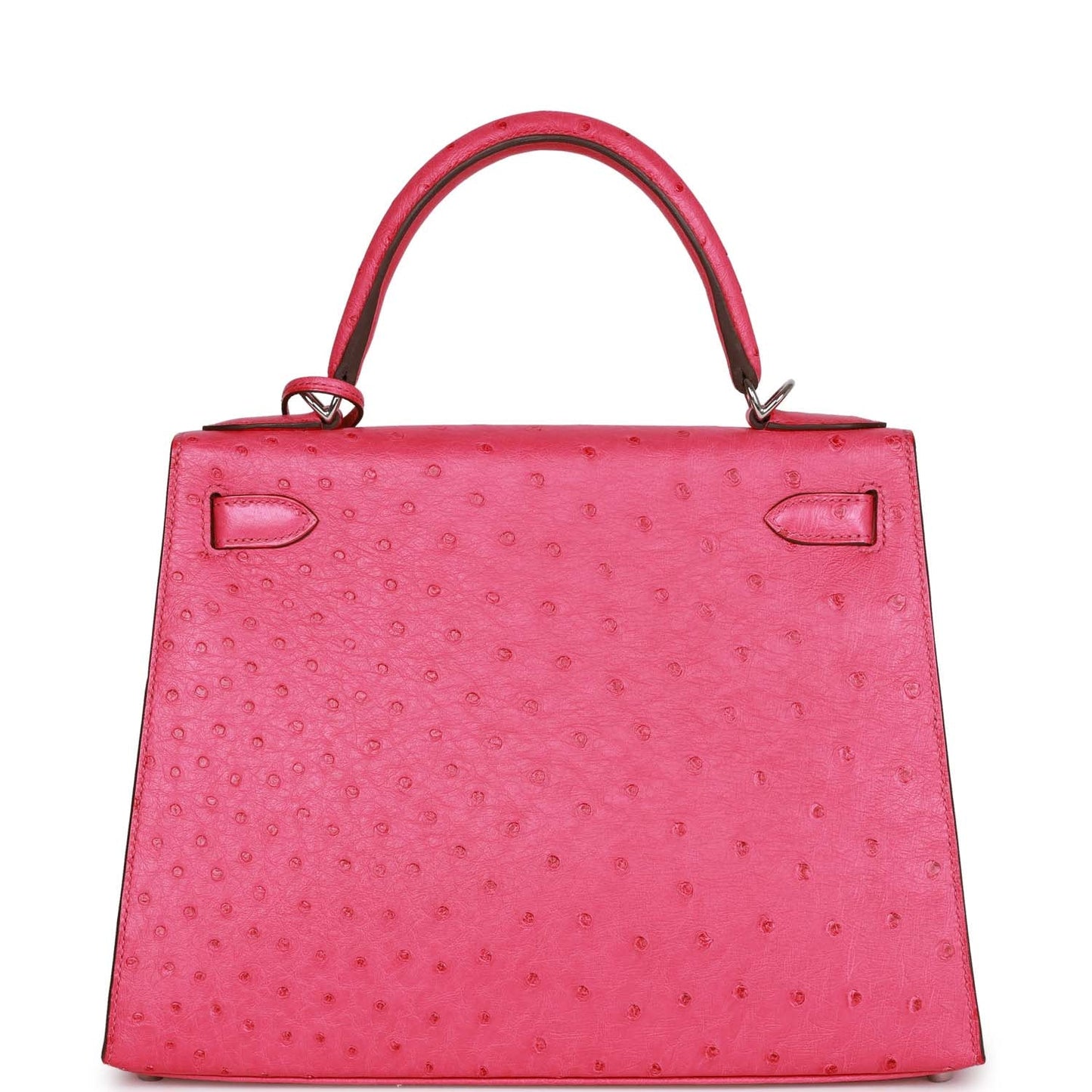 Hermes Kelly 28 Sellier Rose Tyrien Ostrich Palladium Hardware