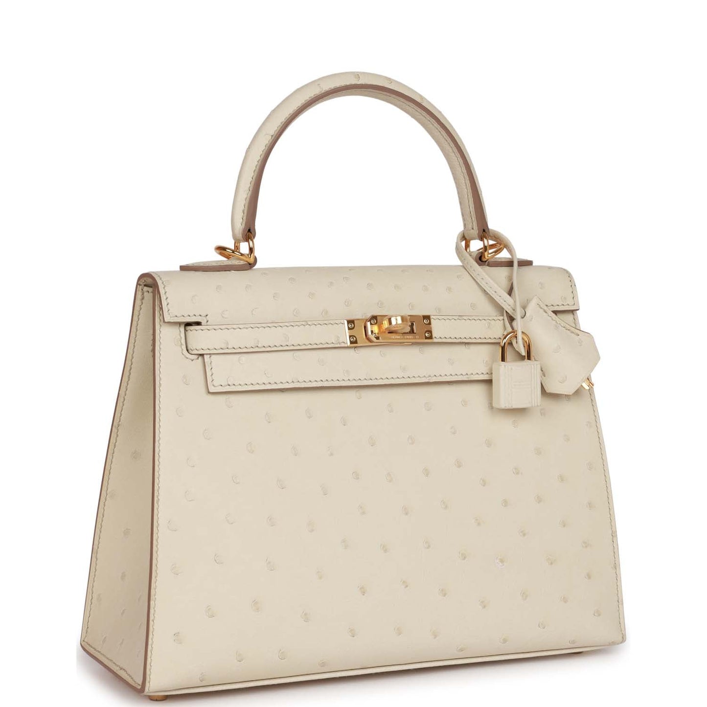 Hermes Kelly 25 Sellier Beton Ostrich Gold Hardware