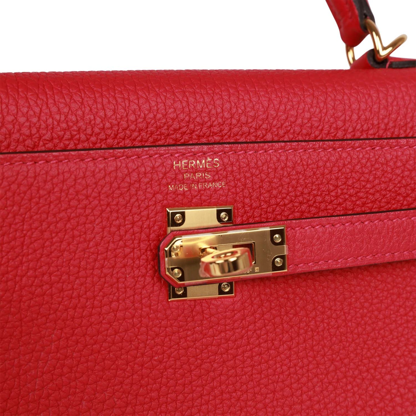 Hermes Kelly 25 Retourne Framboise Togo Gold Hardware