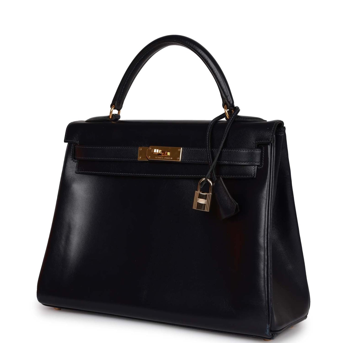 Hermes Kelly 32 Retourne Navy Box Gold Hardware