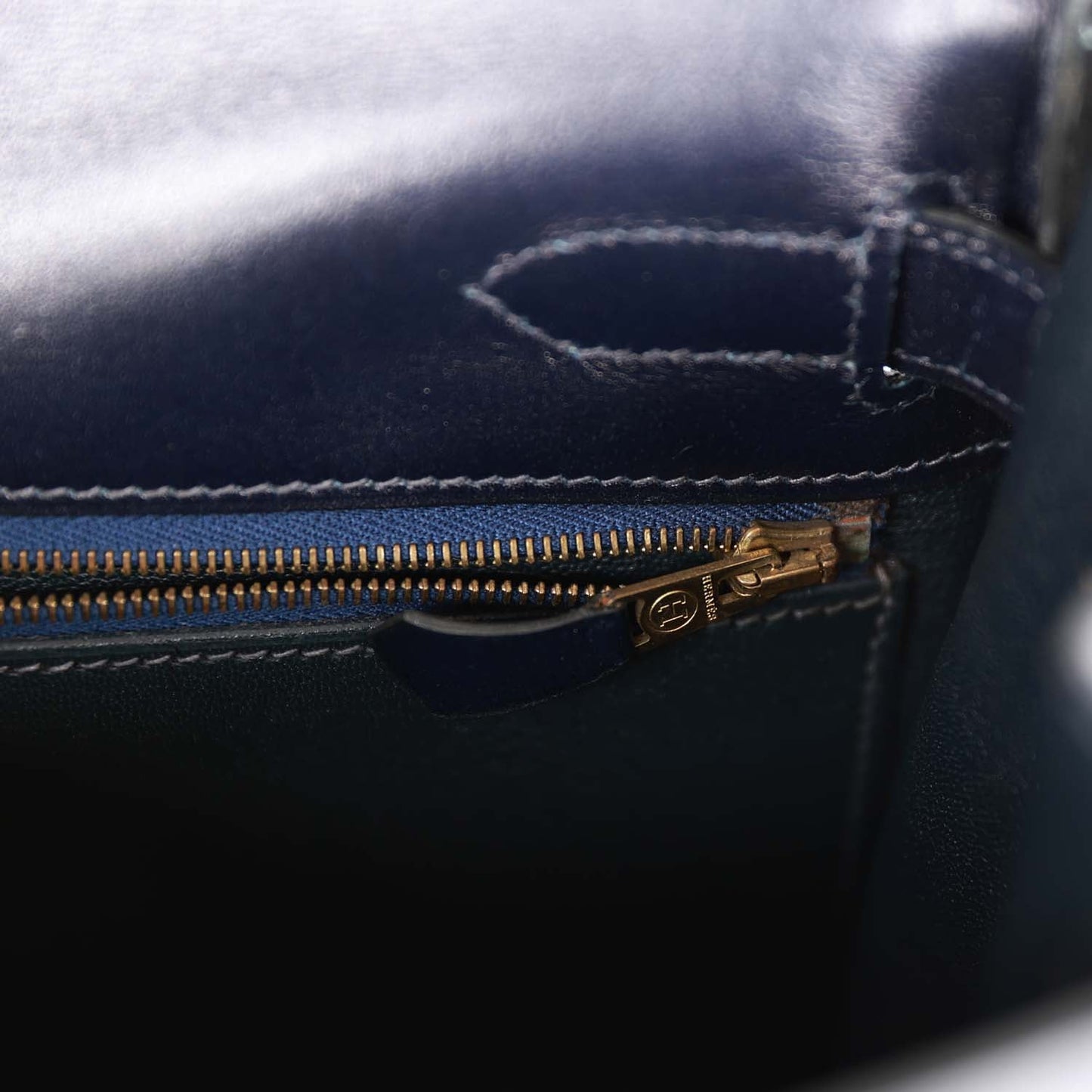 Hermes Kelly 32 Retourne Navy Box Gold Hardware