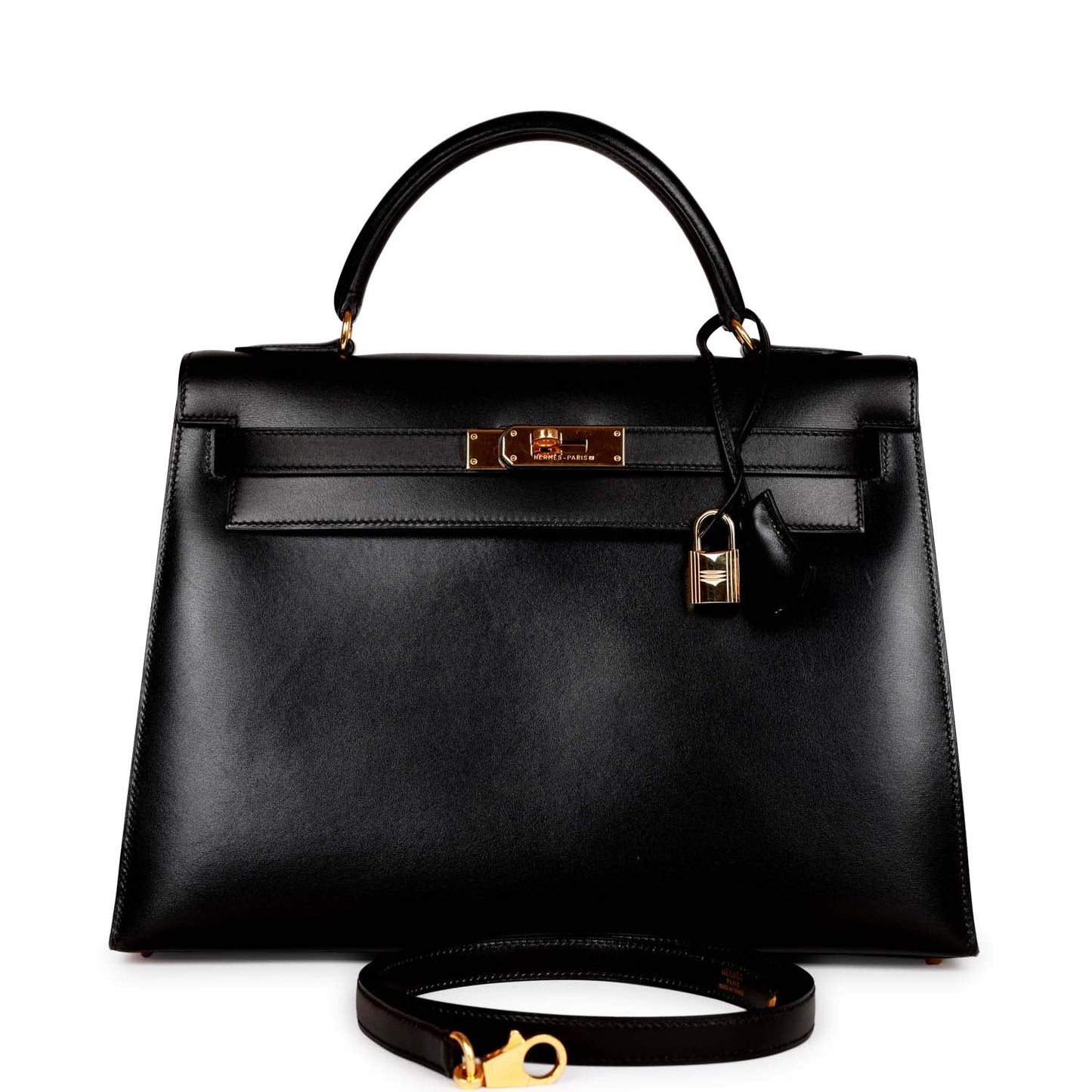 Hermes Kelly 32 Sellier Black Box Gold Hardware
