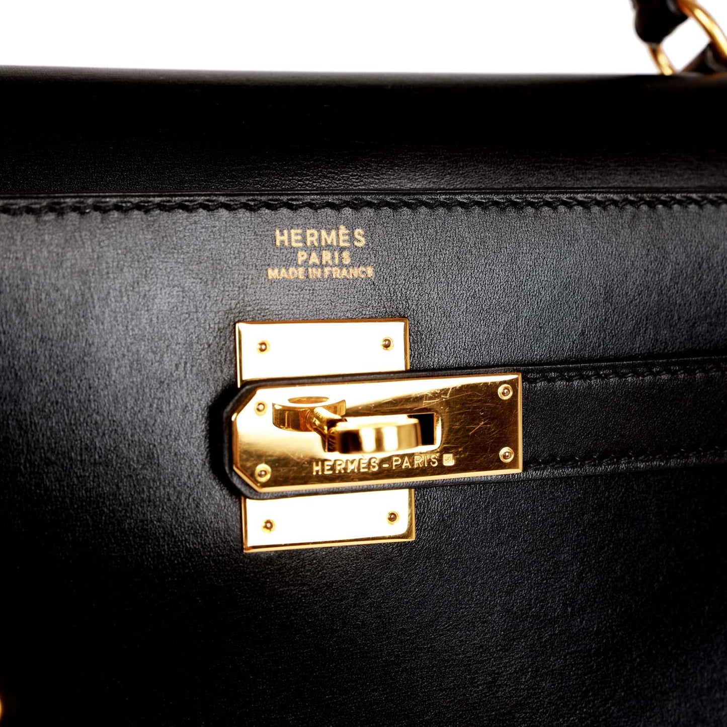 Hermes Kelly 32 Sellier Black Box Gold Hardware