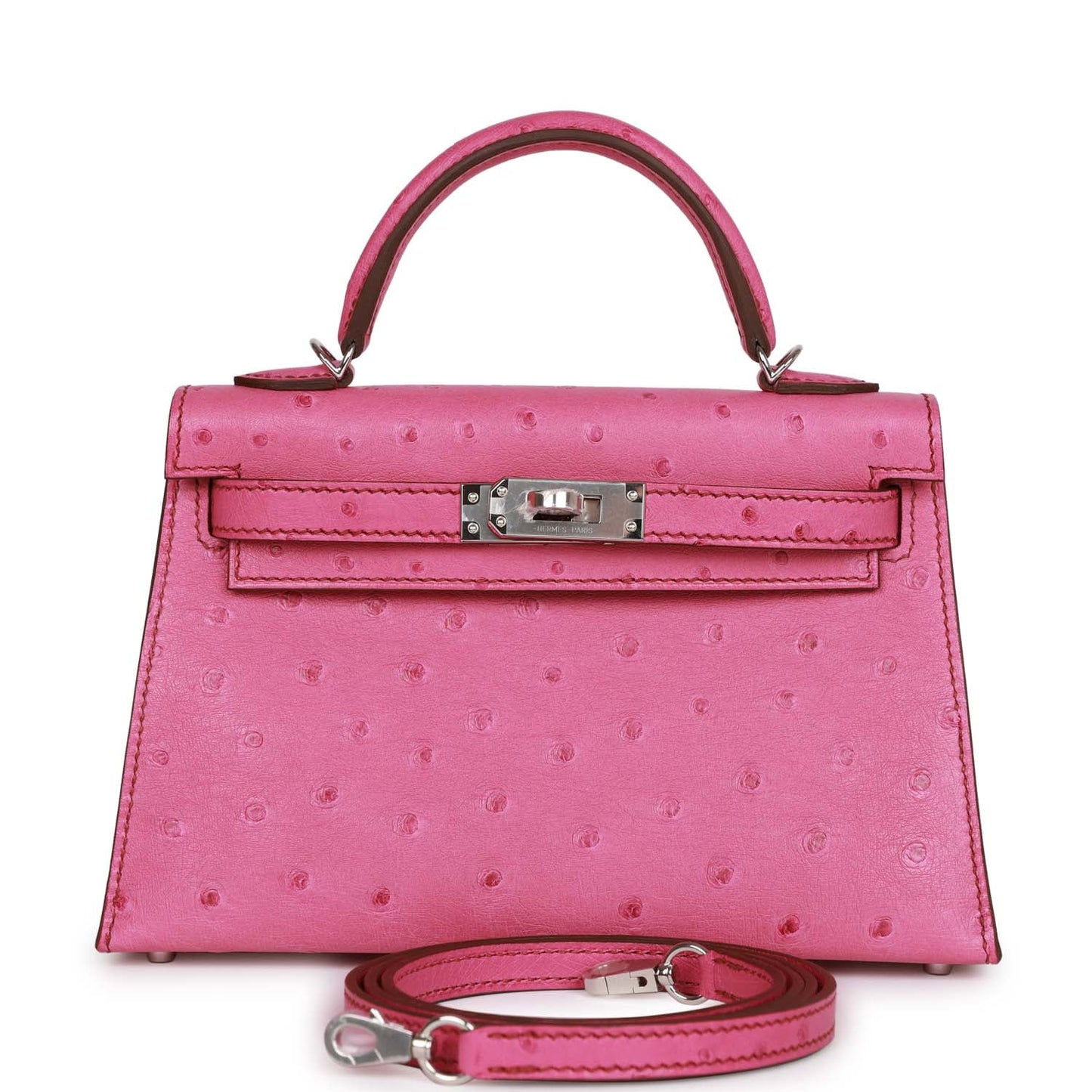 Hermes Kelly 20 Sellier Fuchsia Ostrich Palladium Hardware