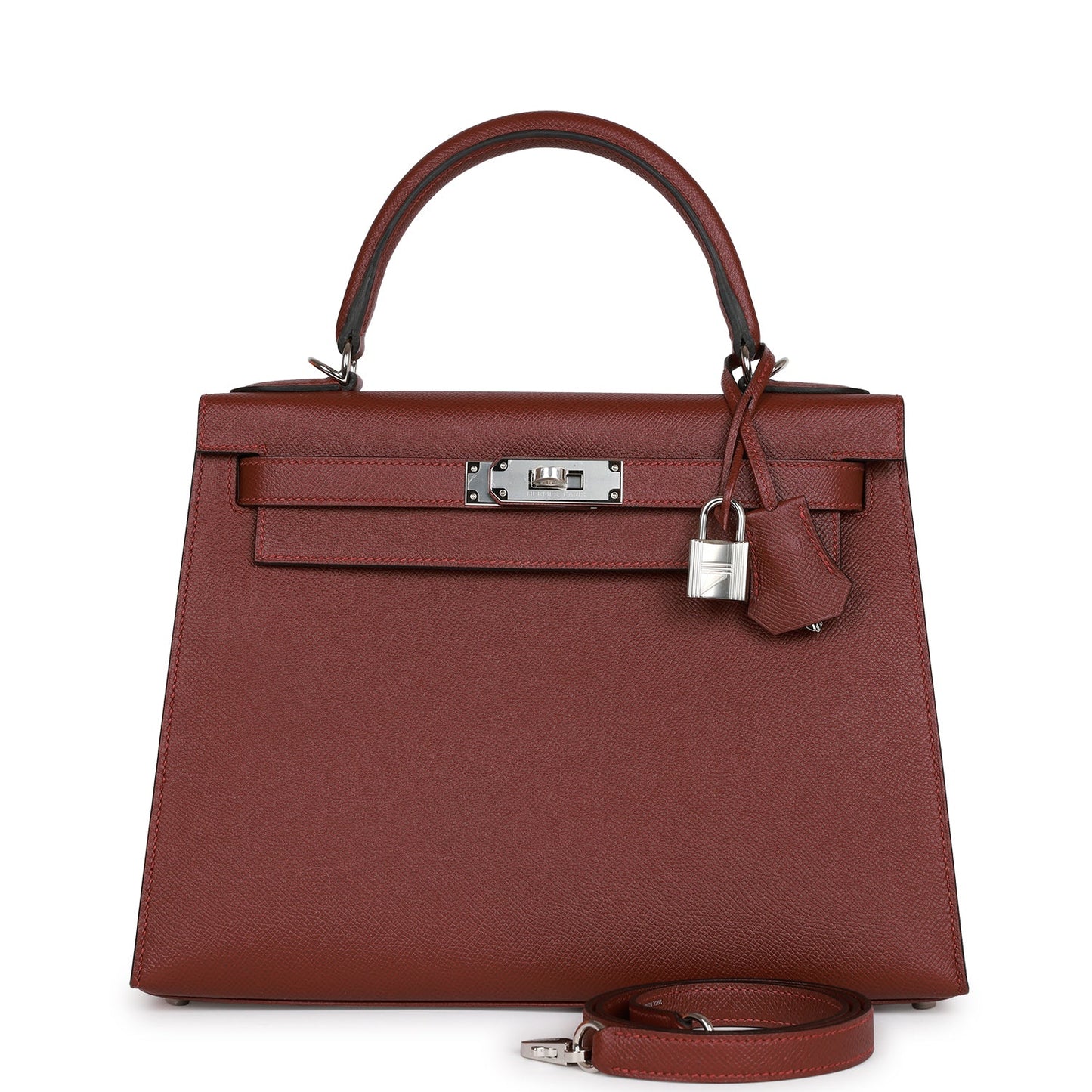 Hermes Kelly 28 Sellier Rouge H Epsom Palladium Hardware