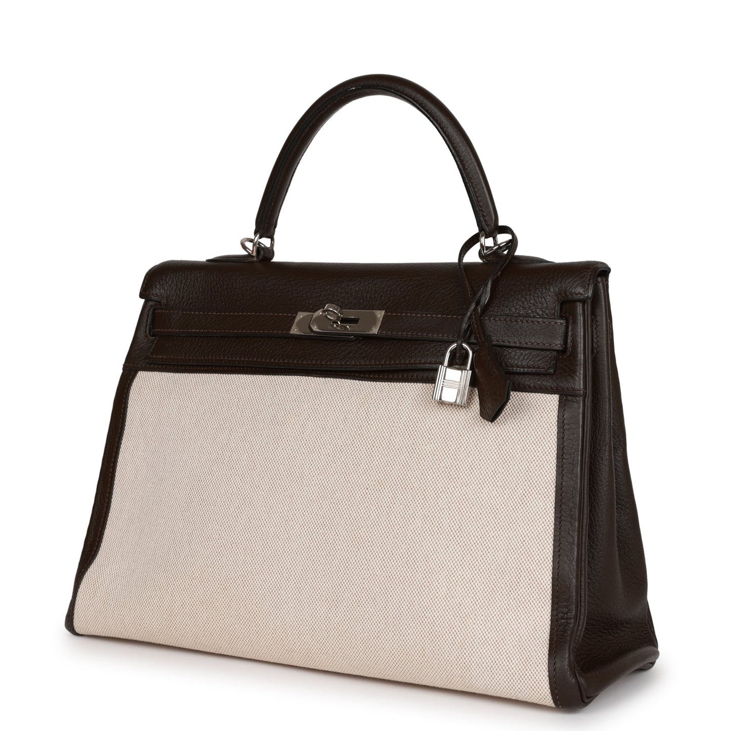 Hermes Kelly 35 Retourne Ebene Clemence and Toile H Palladium Hardware