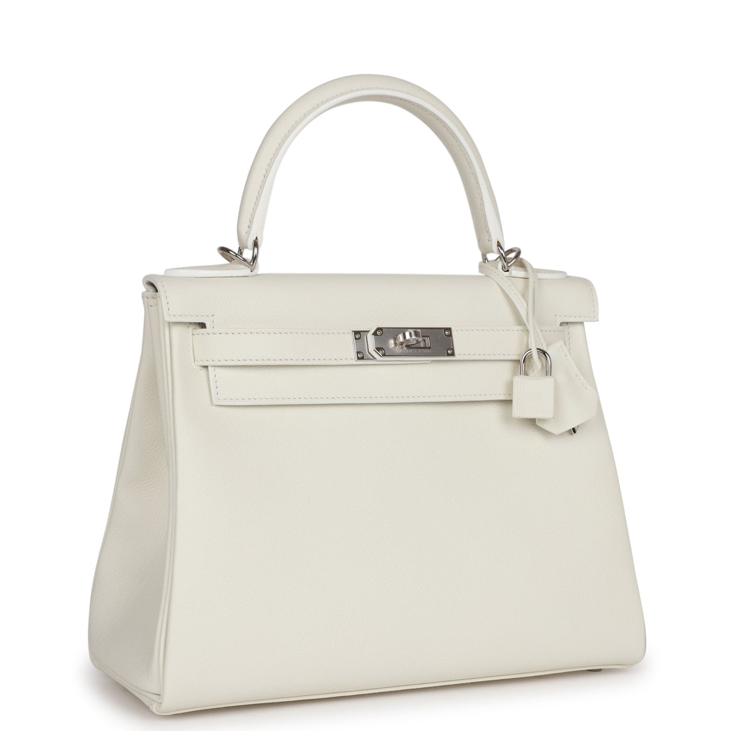 Hermes Kelly 28 Retourne White Evercolor Palladium Hardware