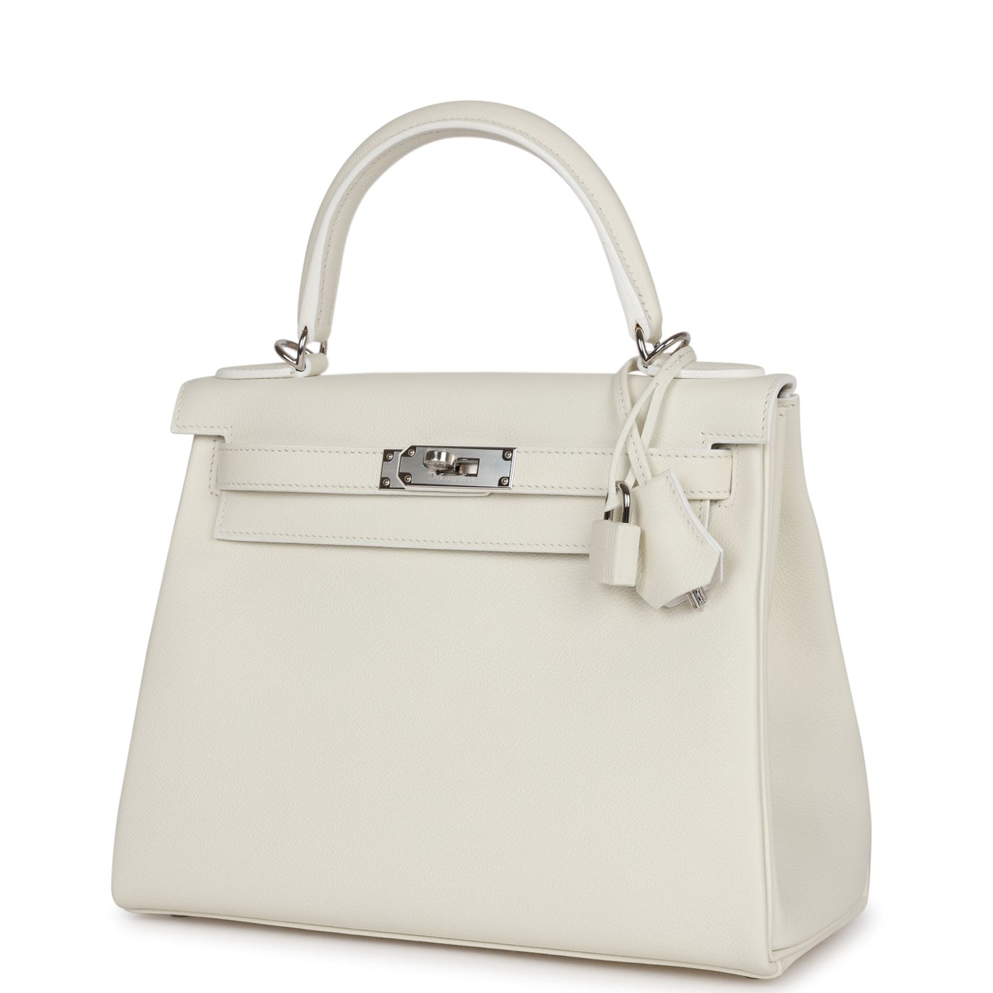 Hermes Kelly 28 Retourne White Evercolor Palladium Hardware