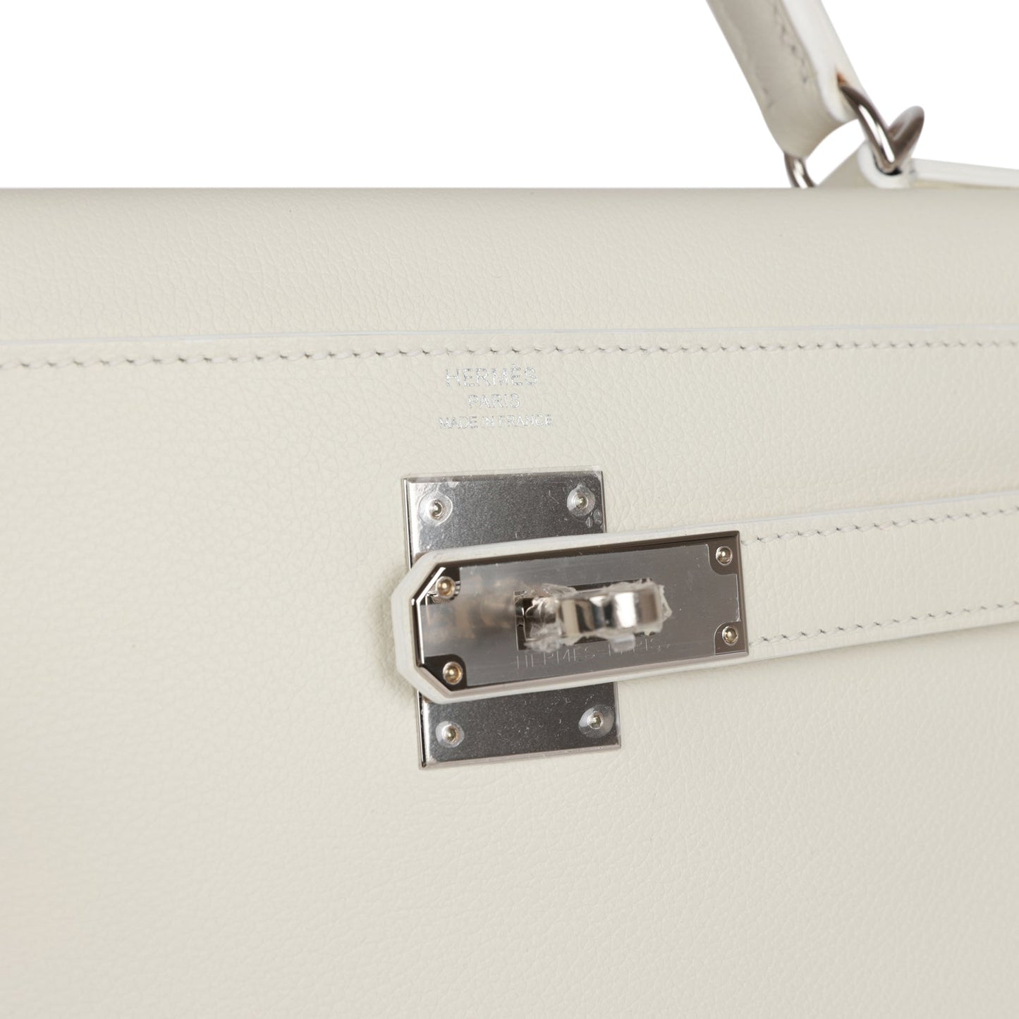 Hermes Kelly 28 Retourne White Evercolor Palladium Hardware
