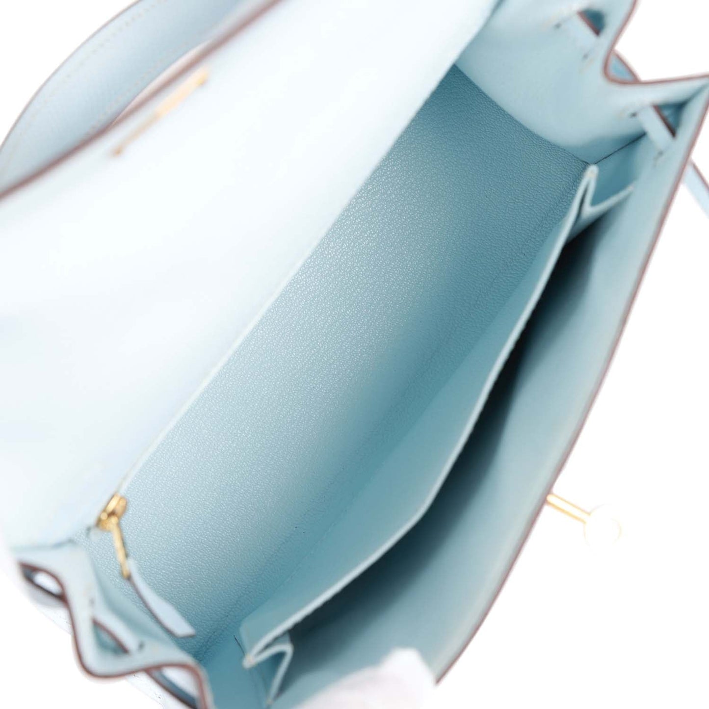 Hermes Kelly 25 Sellier Bleu Brume Epsom Gold Hardware