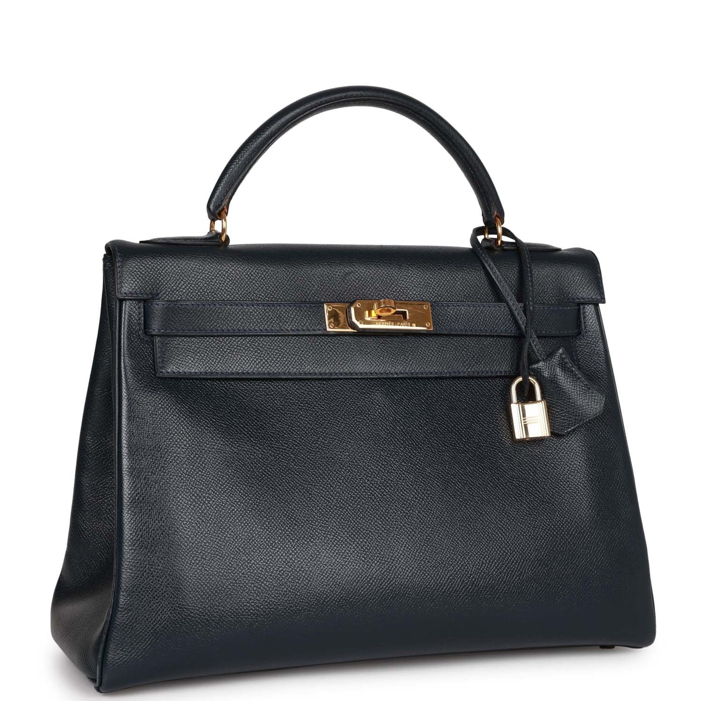 Hermes Kelly 32 Retourne Bleu Marine Courchevel Gold Hardware