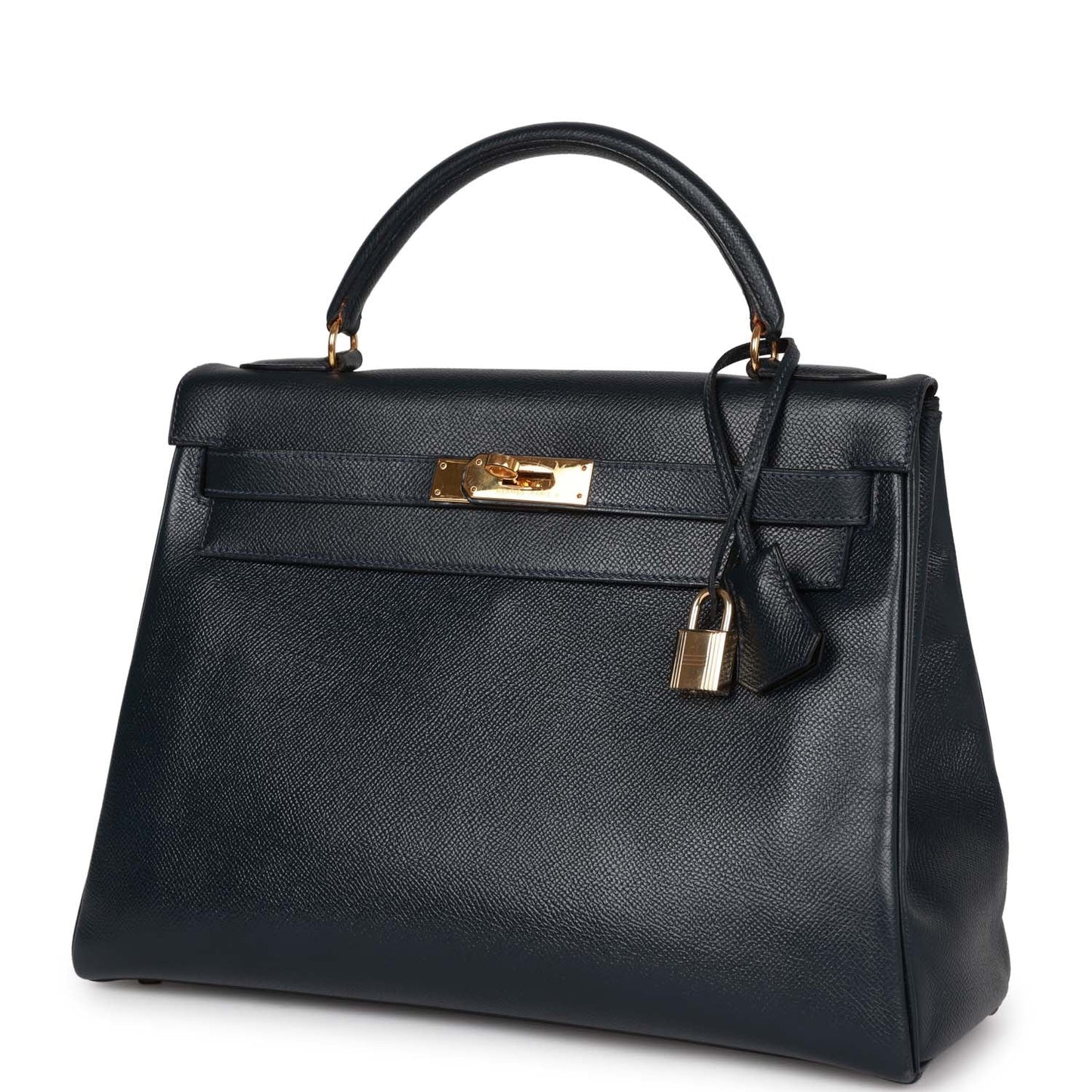 Hermes Kelly 32 Retourne Bleu Marine Courchevel Gold Hardware