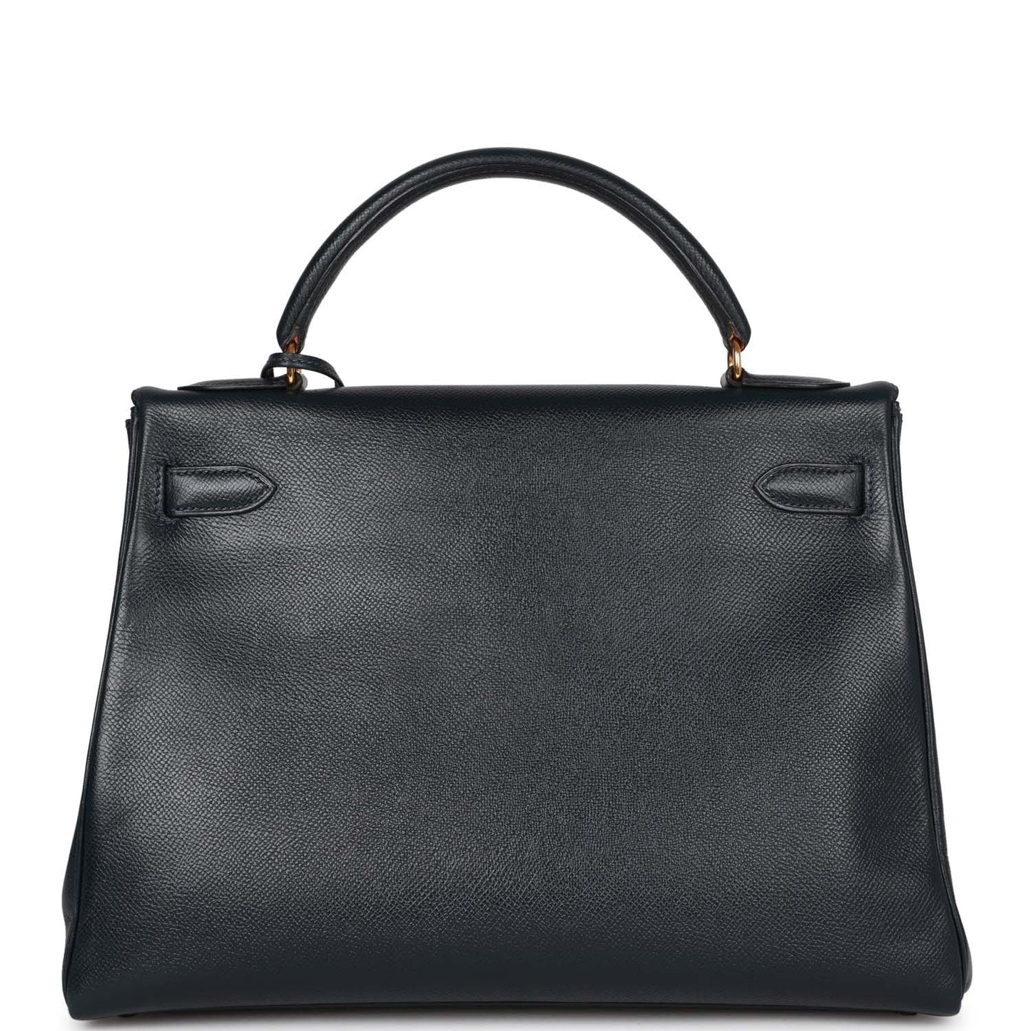 Hermes Kelly 32 Retourne Bleu Marine Courchevel Gold Hardware