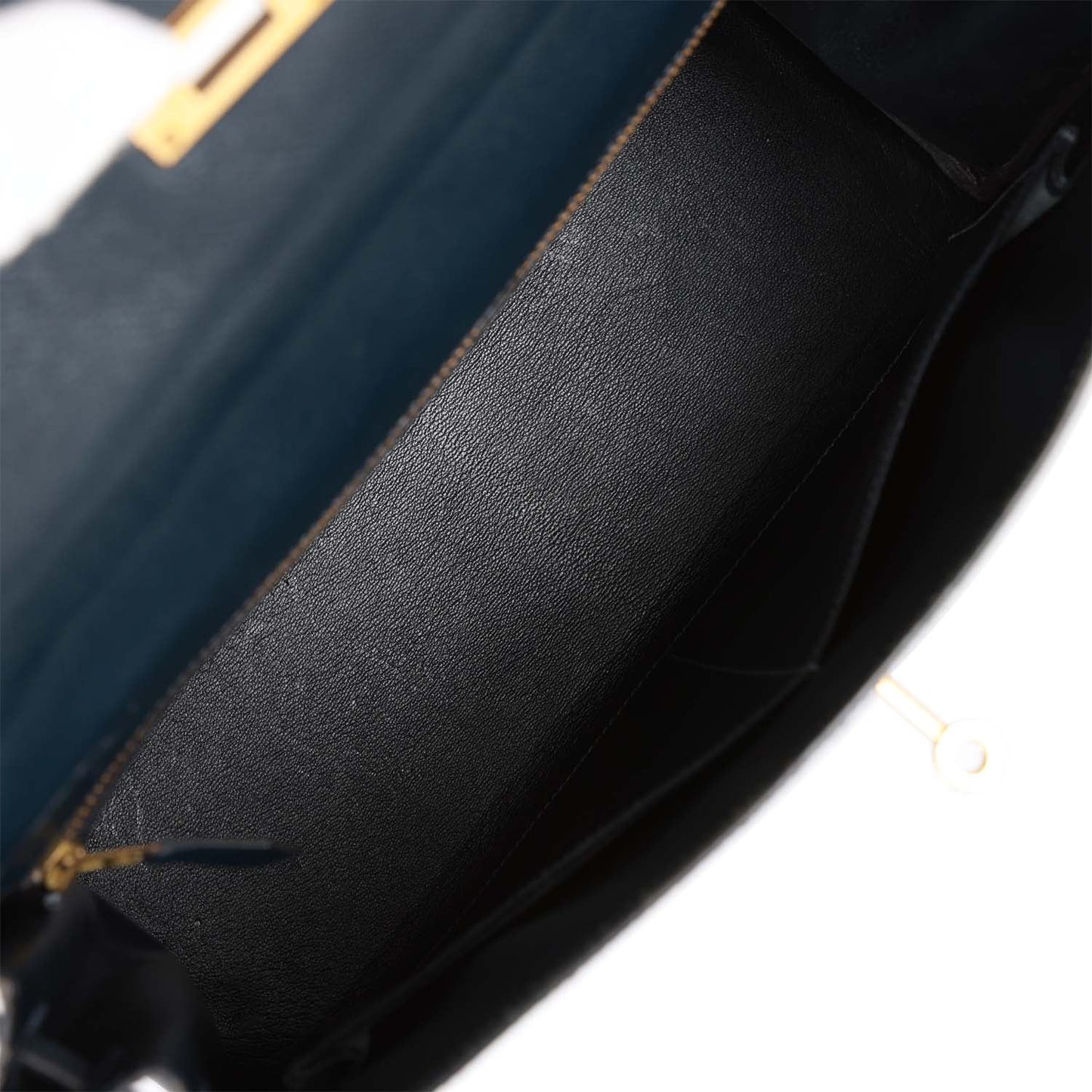 Hermes Kelly 32 Retourne Bleu Marine Courchevel Gold Hardware