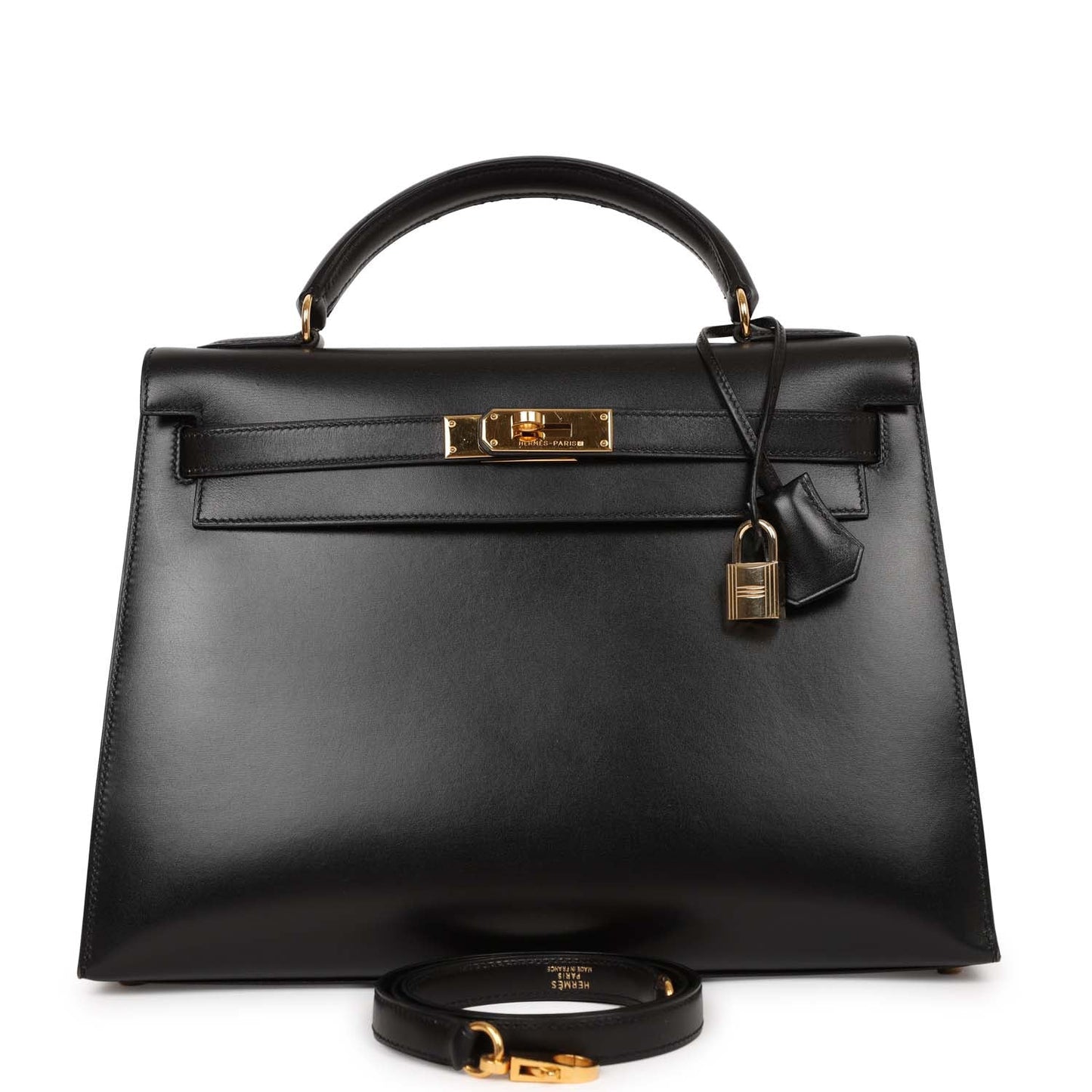 Hermes Kelly 32 Sellier Black Box Gold Hardware