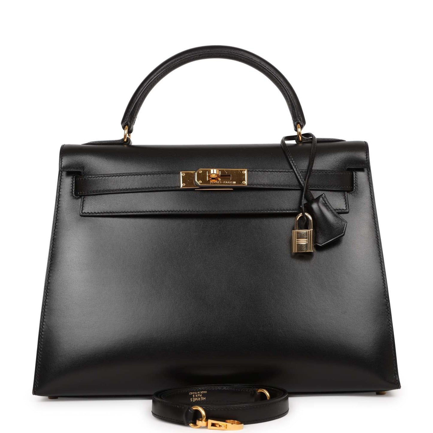 Hermes Kelly 32 Sellier Black Box Gold Hardware