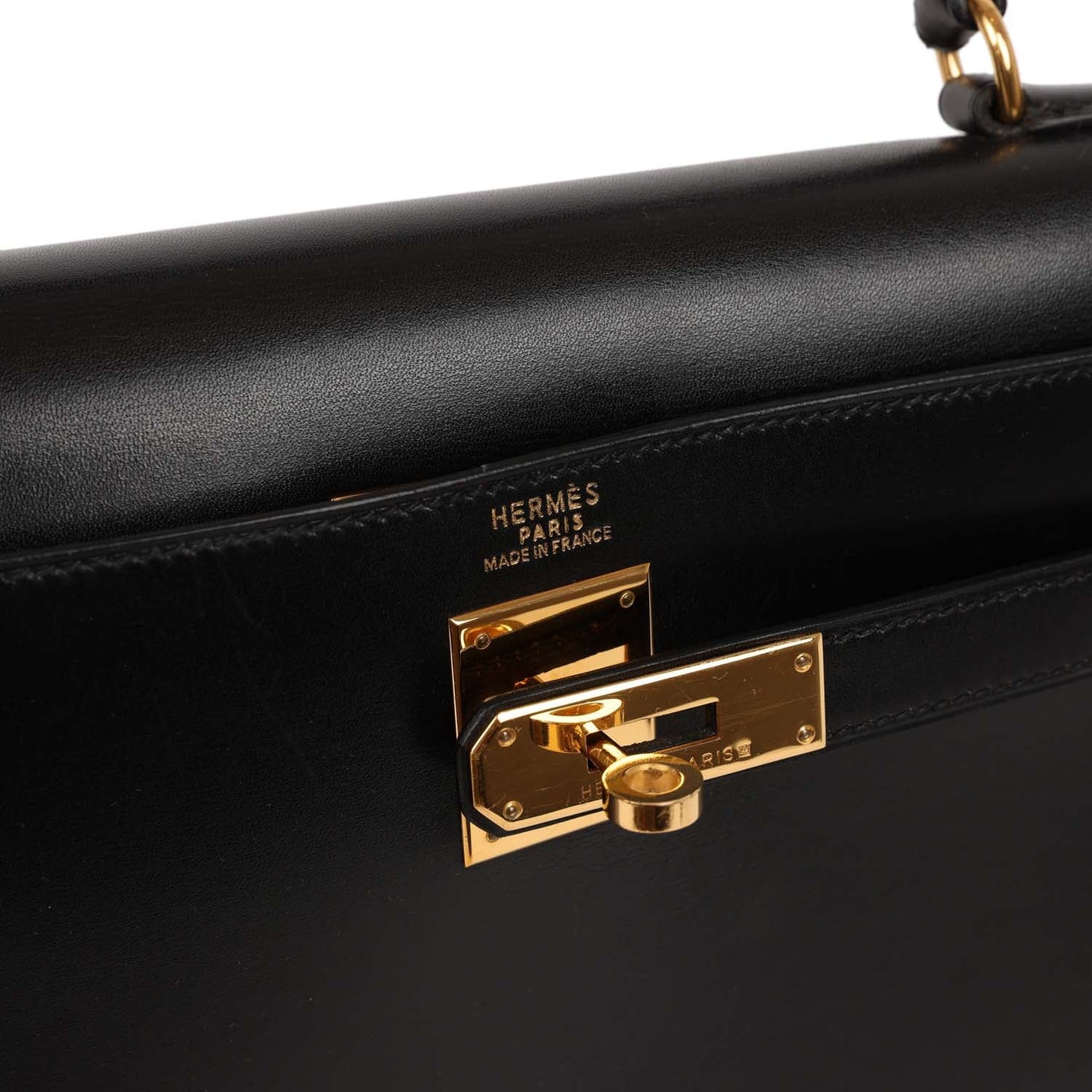 Hermes Kelly 32 Sellier Black Box Gold Hardware