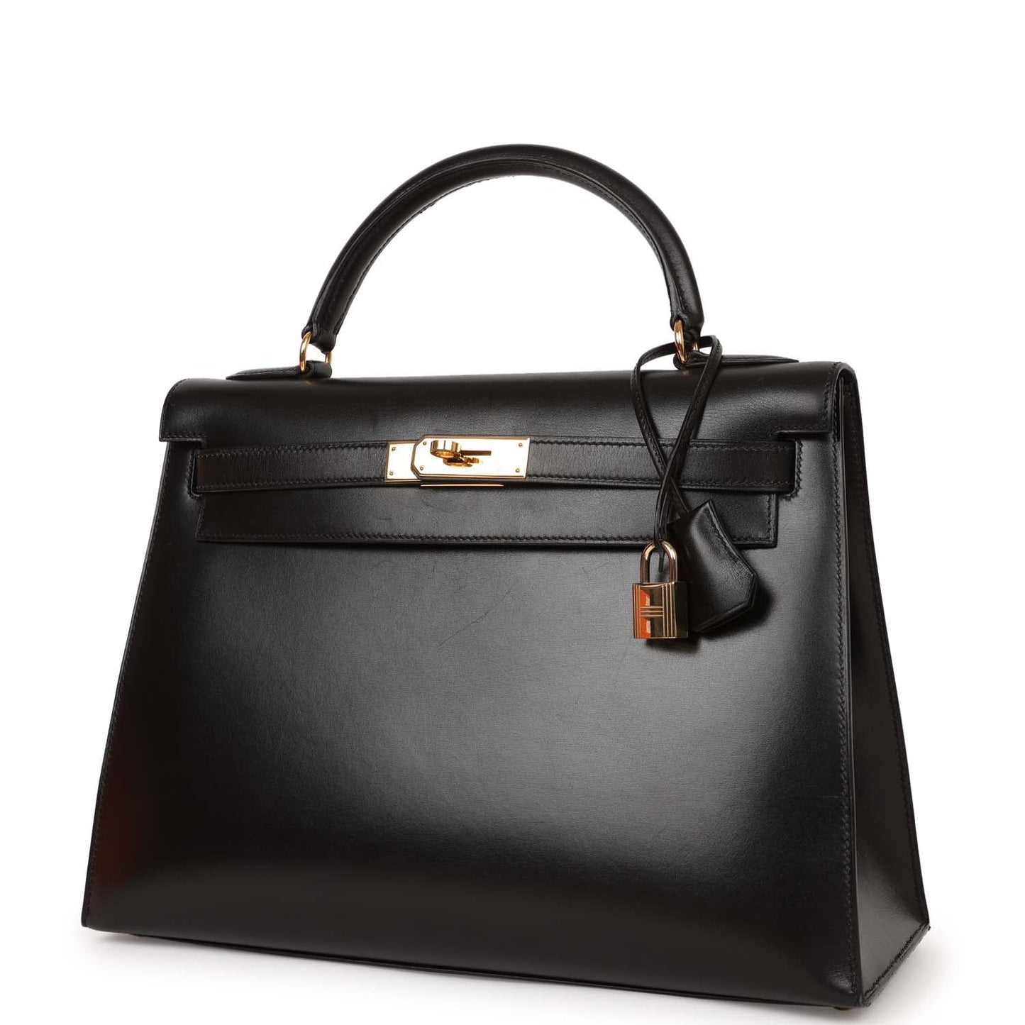 Hermes Kelly 32 Sellier Black Box Gold Hardware