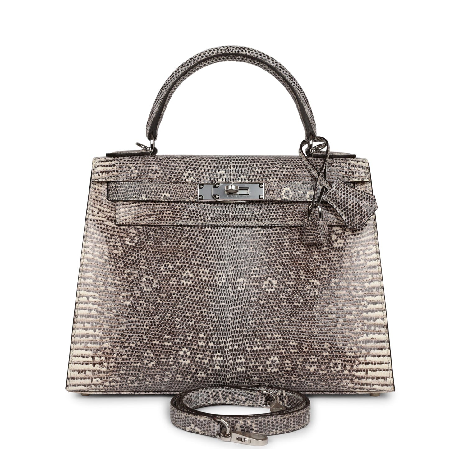 Hermes Kelly 28 Sellier Ombre Veranus Salvator Lizard Palladium Hardware