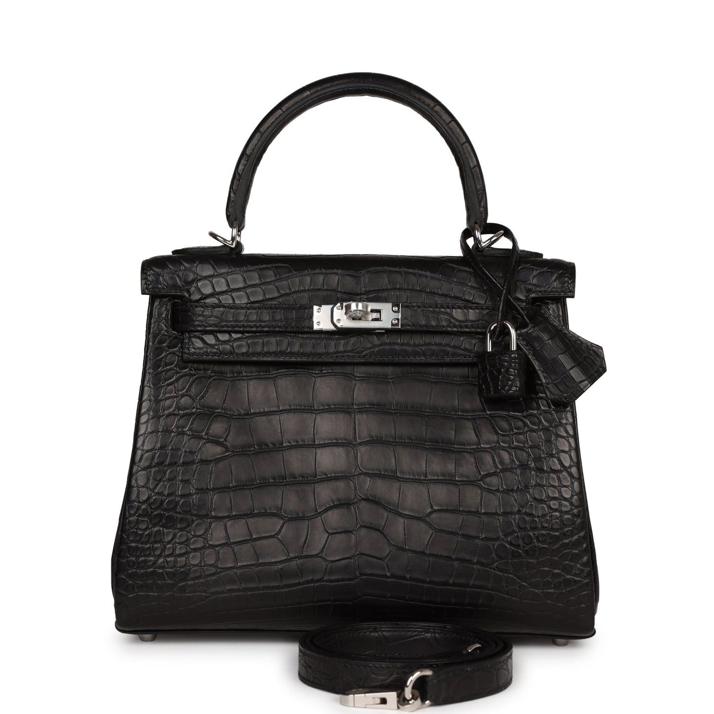 Hermes Kelly 25 Retourne Black Matte Alligator Palladium Hardware