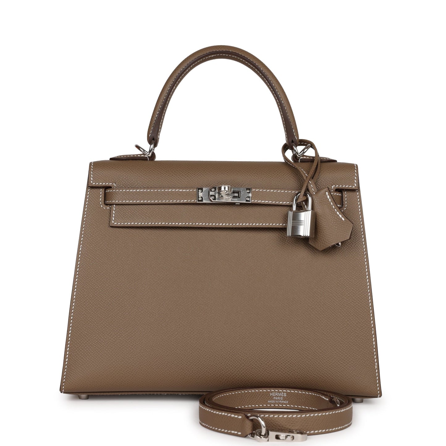 Hermes Kelly 25 Sellier Etoupe Epsom Palladium Hardware